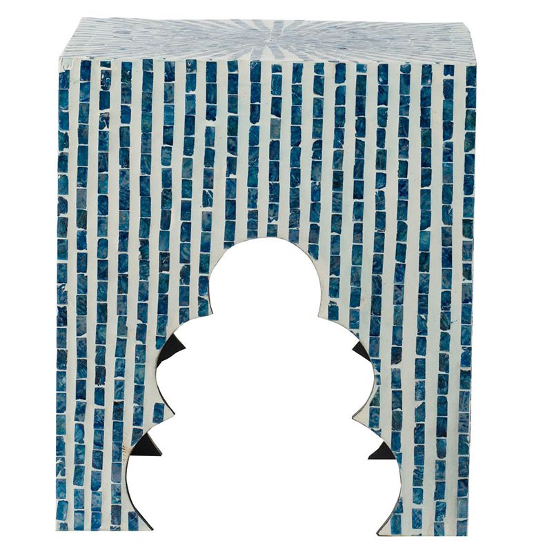 Столик акцентный с отделкой раковинами устриц Glasar 44826-BLUE/1