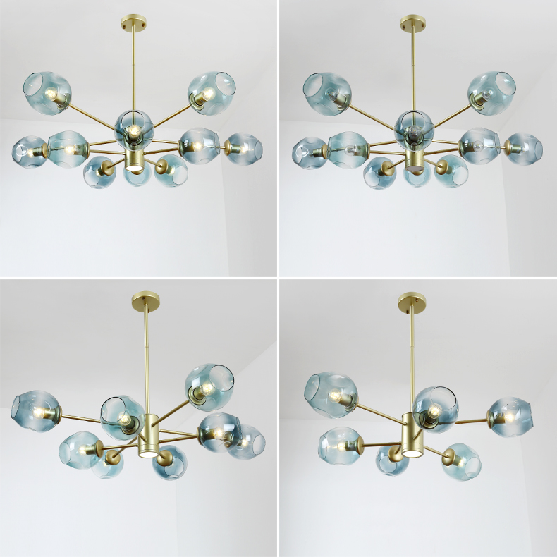 Люстра на штанге MARINE D104 10 lamps Gold/Transparent by ImperiumLoft