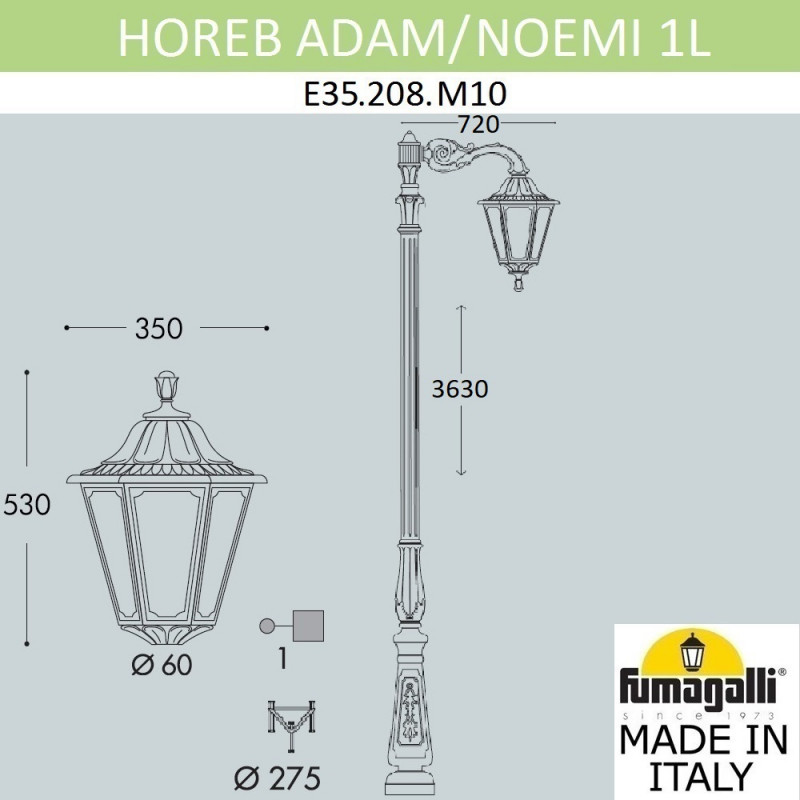 Садово-парковый светильник Fumagalli E35.208.M10.AXH27