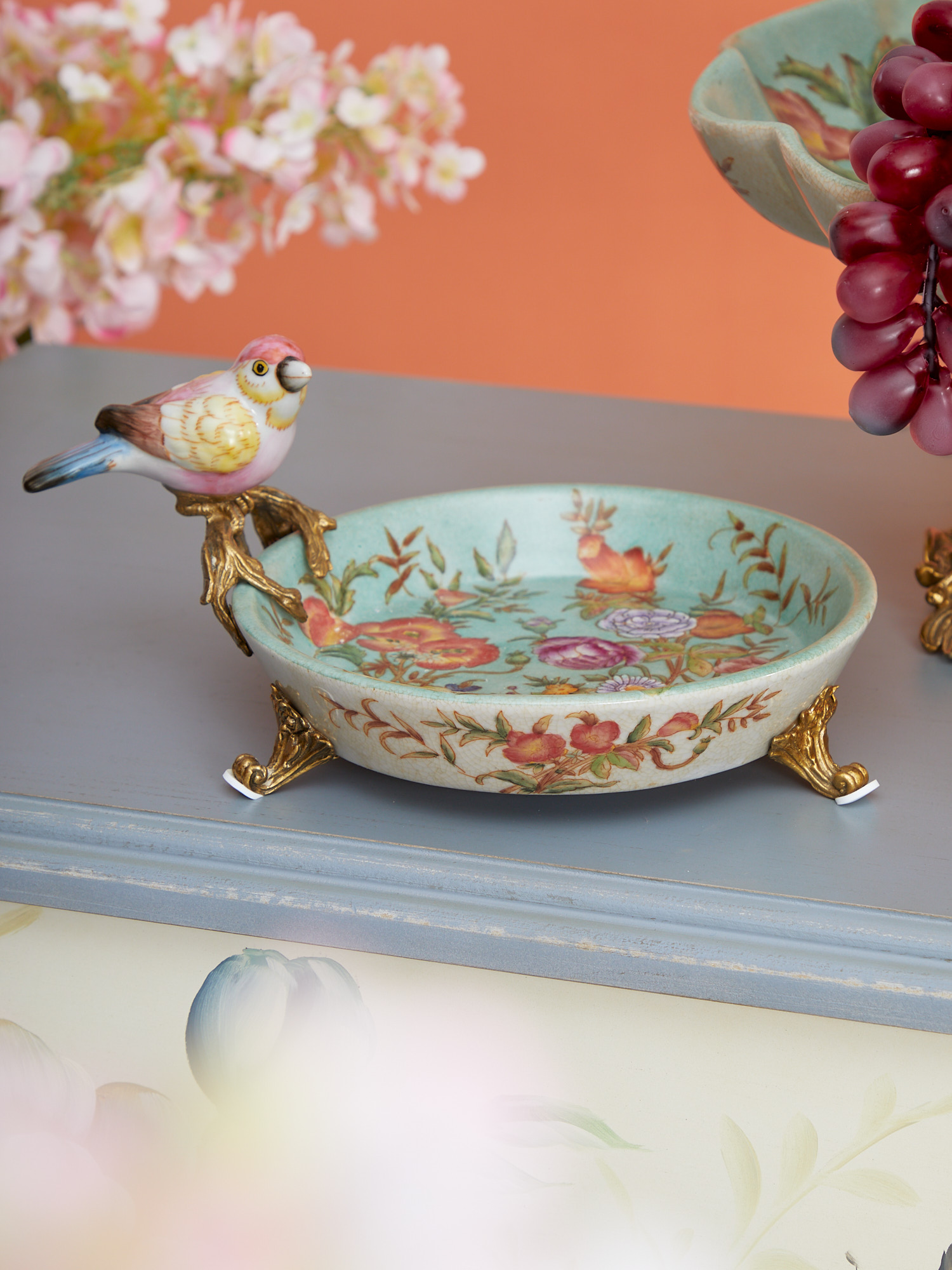 Блюдо с птичкой Glasar 31G2419/C914EHC/HLG2037