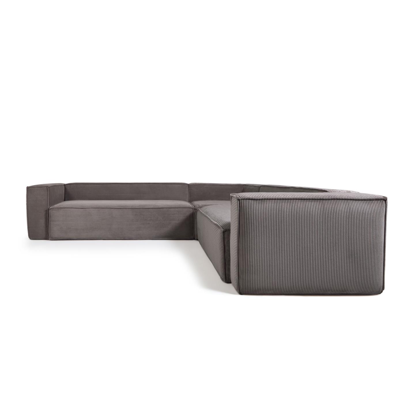 Угловой 6 местный диван Blok 320 x 320 cm серый вельвет La Forma 102396
