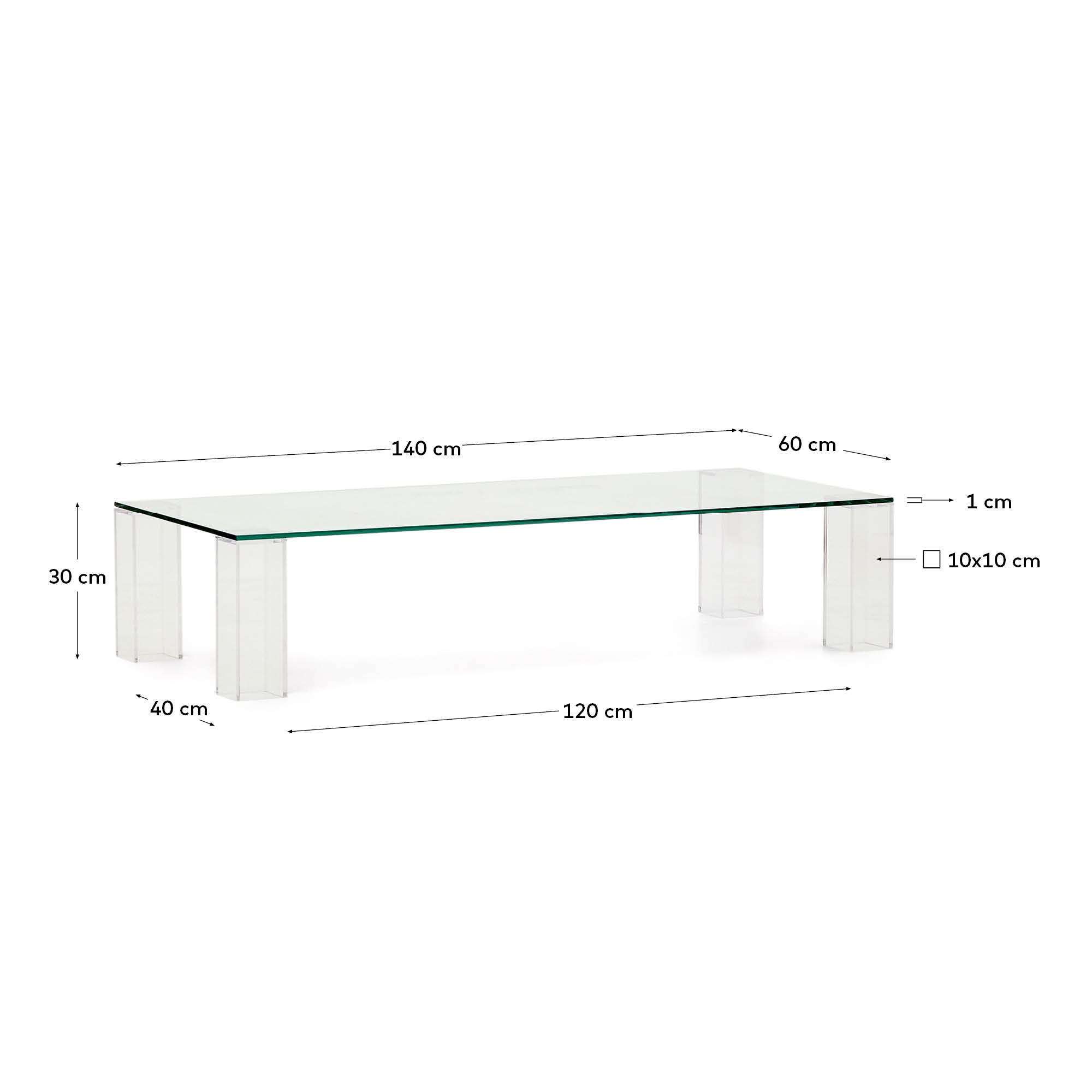 Журнальный столик Adularia из стекла прозрачного цвета 140 x 60 La Forma (ex Julia Grup)