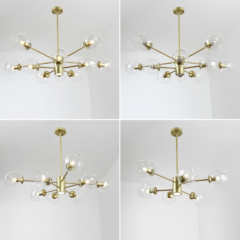 Люстра на штанге MARINE D104 10 lamps Gold/Transparent by ImperiumLoft