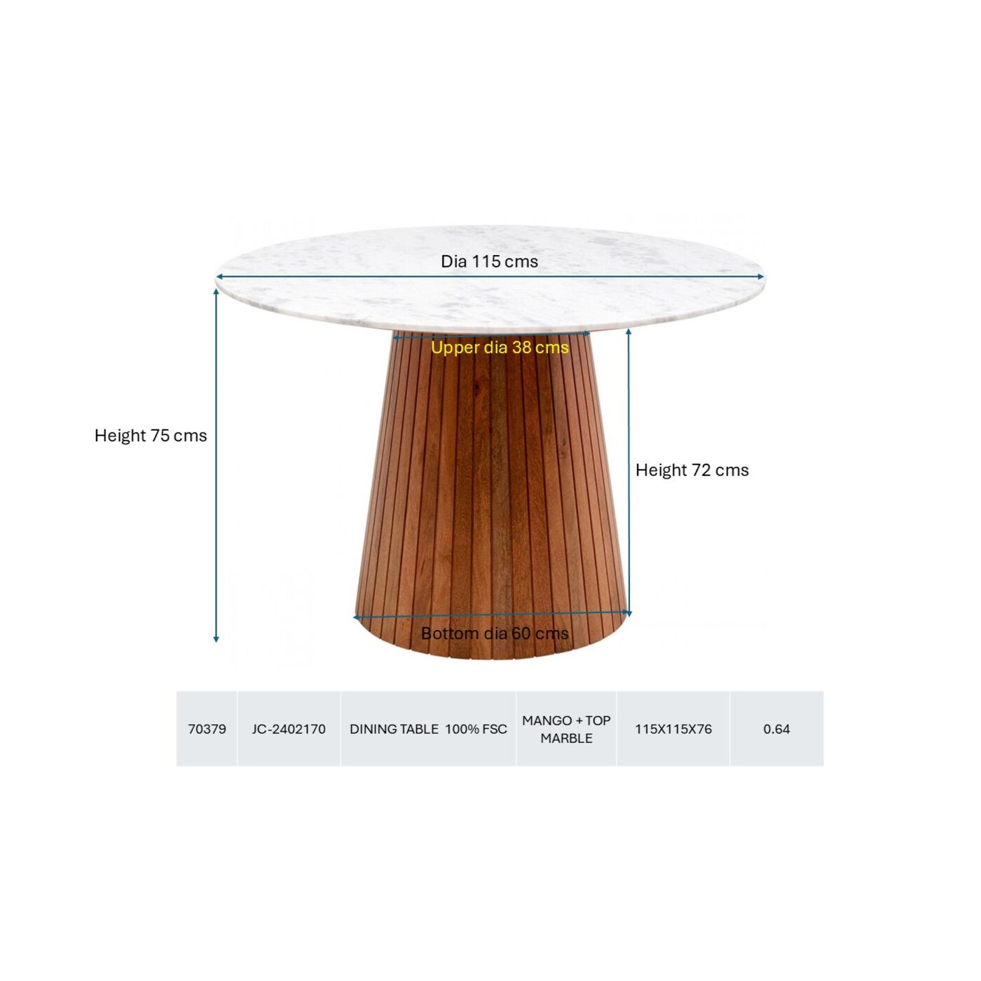 Стол Grace Ø115cm KARE 70379