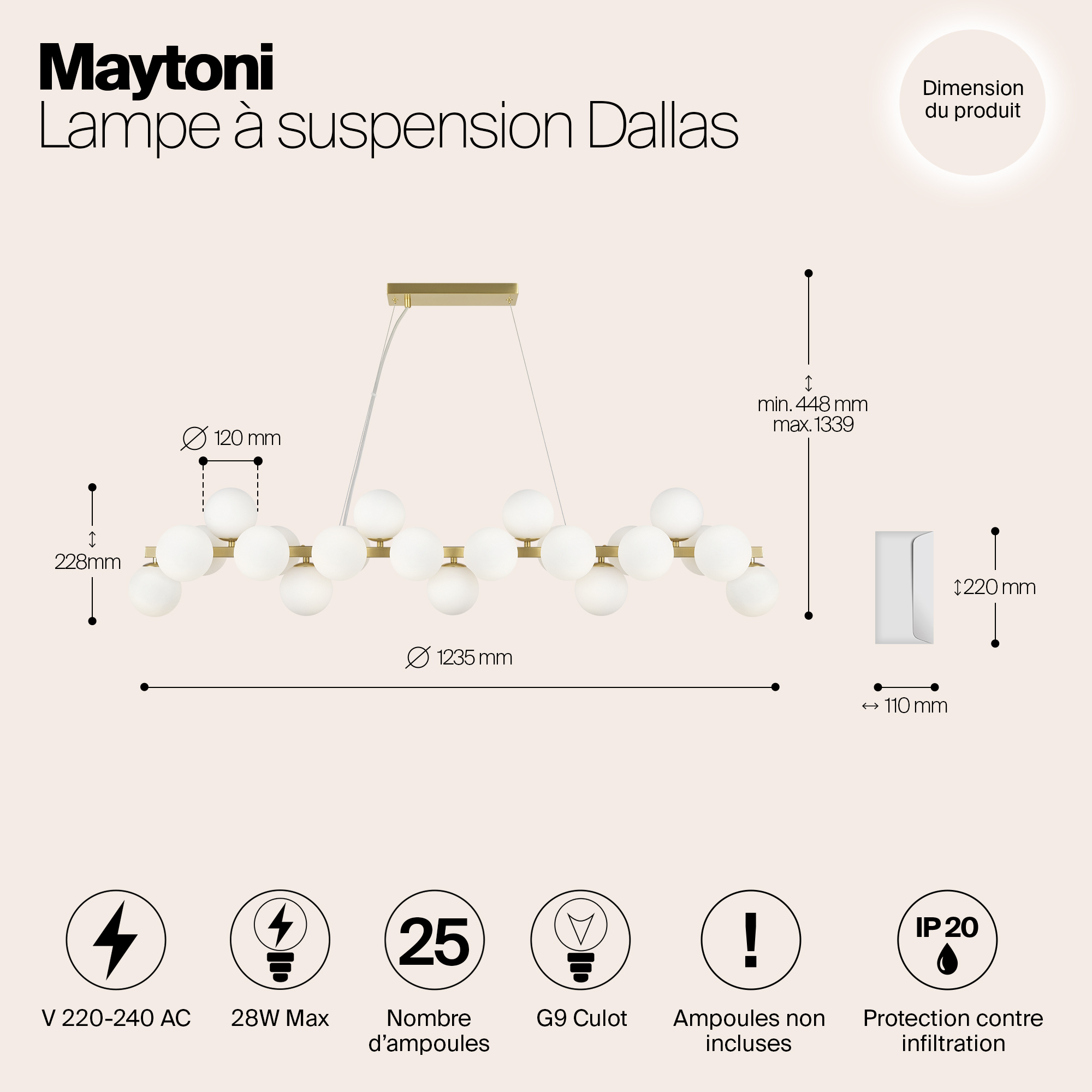Подвесной светильник Maytoni MOD547PL-25BS