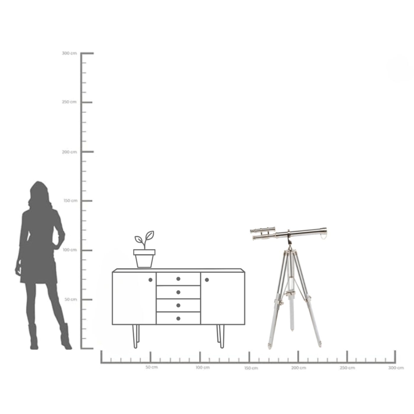 Объект декоративный Telescope Silver 125 см KARE 55310