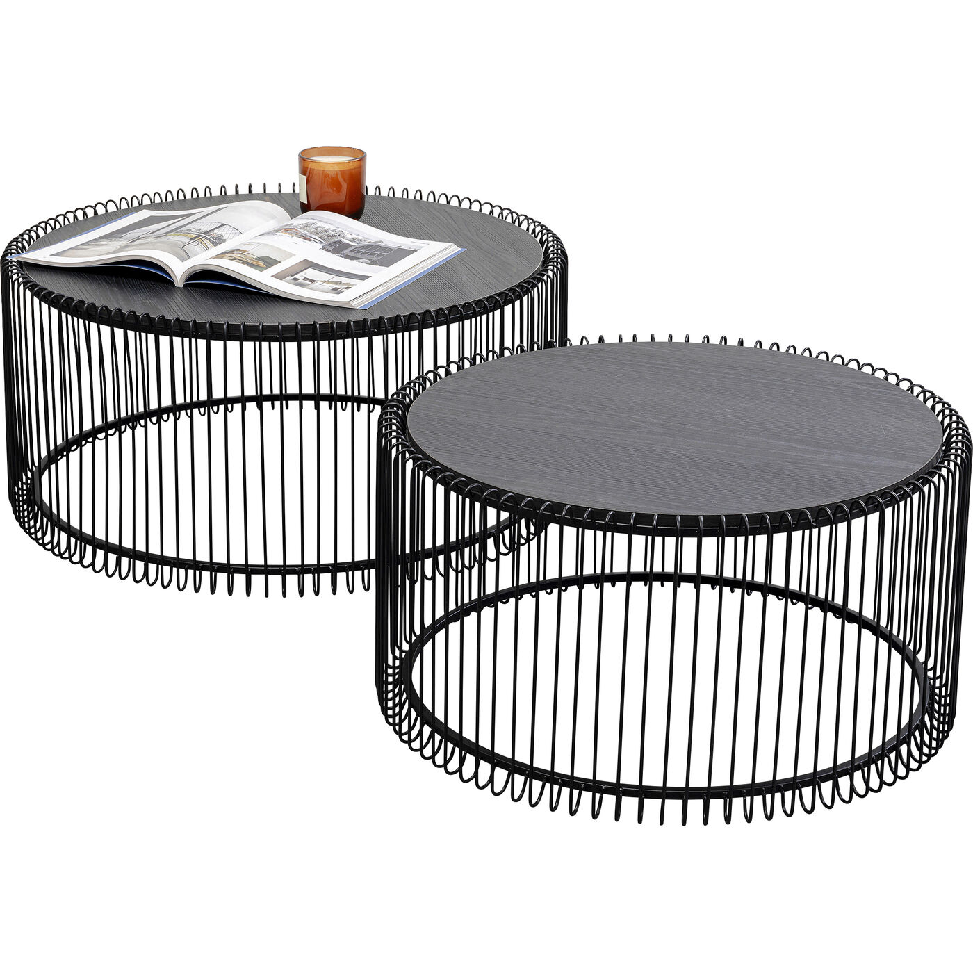 Стол кофейный Wire Black Wood (2/Set) KARE 87816