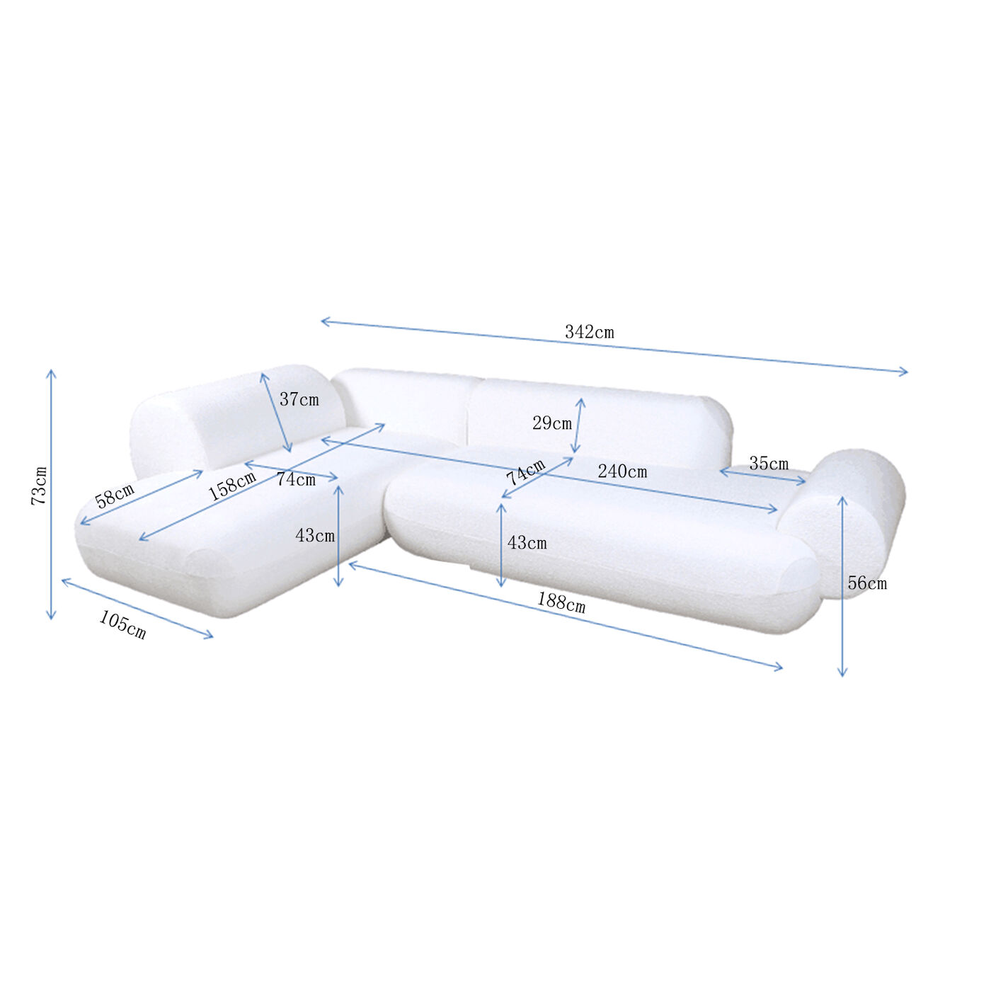 Диван угловой левосторонний Soft Edge Left KARE 70860