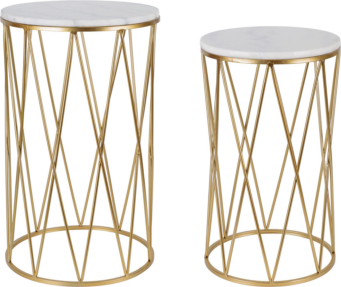 Столики интерьерные с белым мрамором, набор Glasar 54-153/152