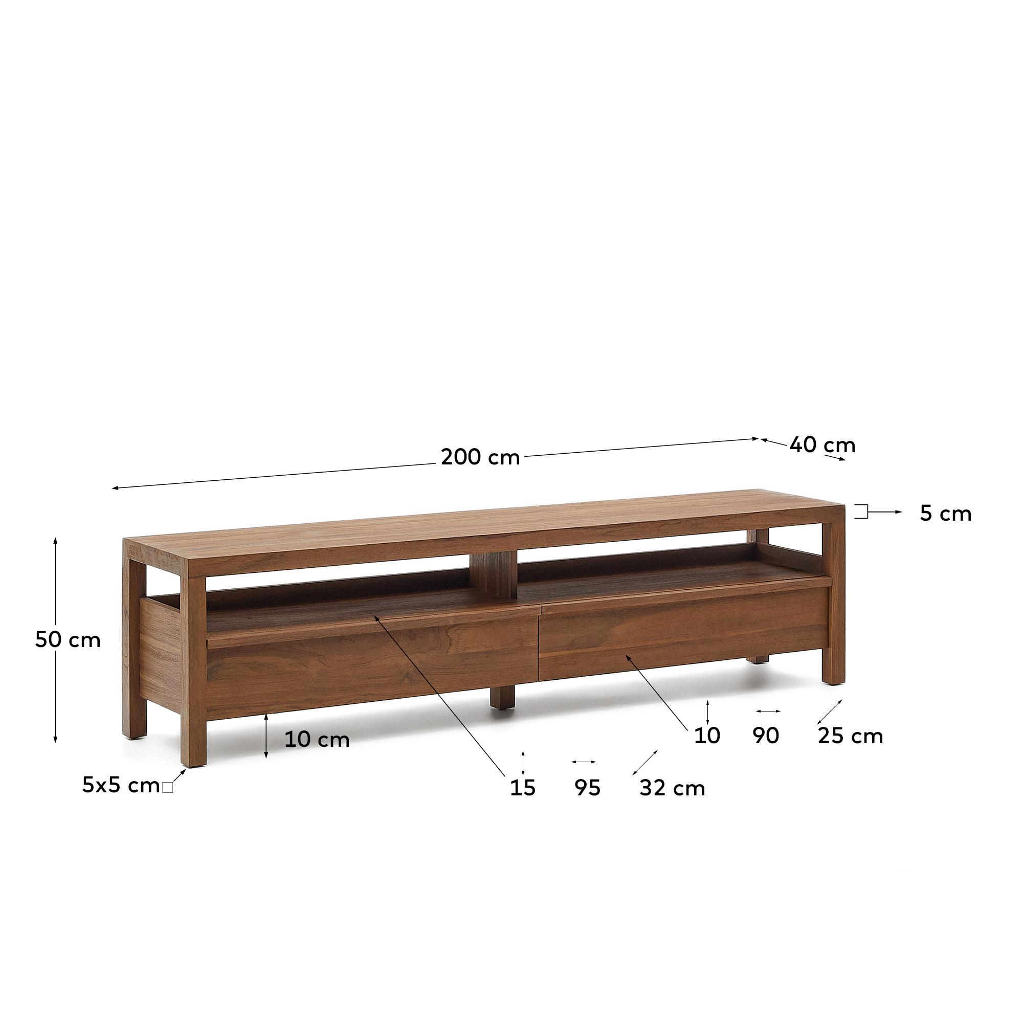 Подставка под телевизор Sashi из массива тикового дерева 200 x 40 см La Forma (ex Julia Grup)