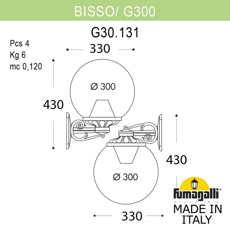 Светильник настенный Fumagalli G30.131.000.WZF1RDN