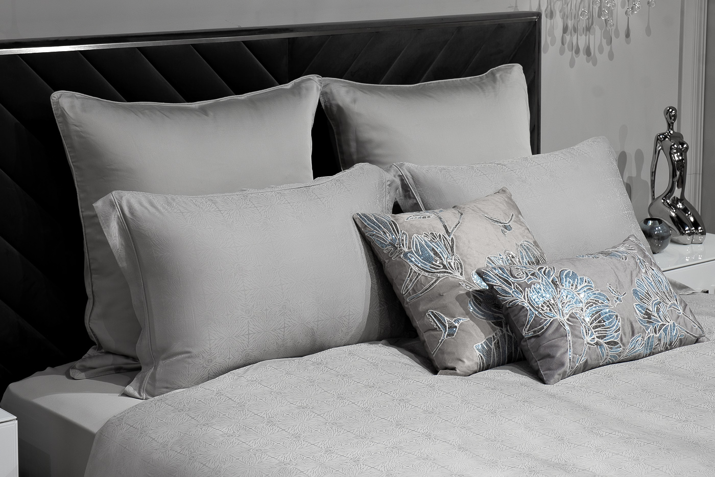 Комплект постельного белья Муар евро бамбук оливковый Garda Decor 180JOD-18021