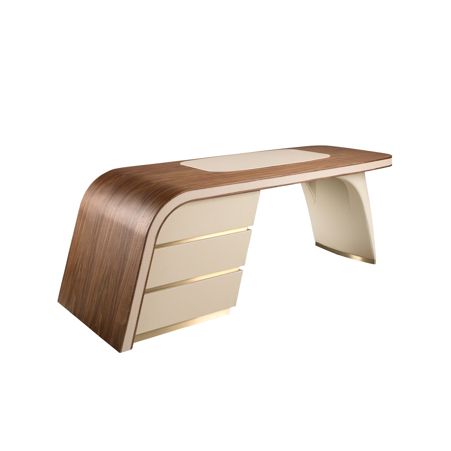 Письменный стол 3268/DS-23006 из ореха и кремовой экокожи Angel Cerda