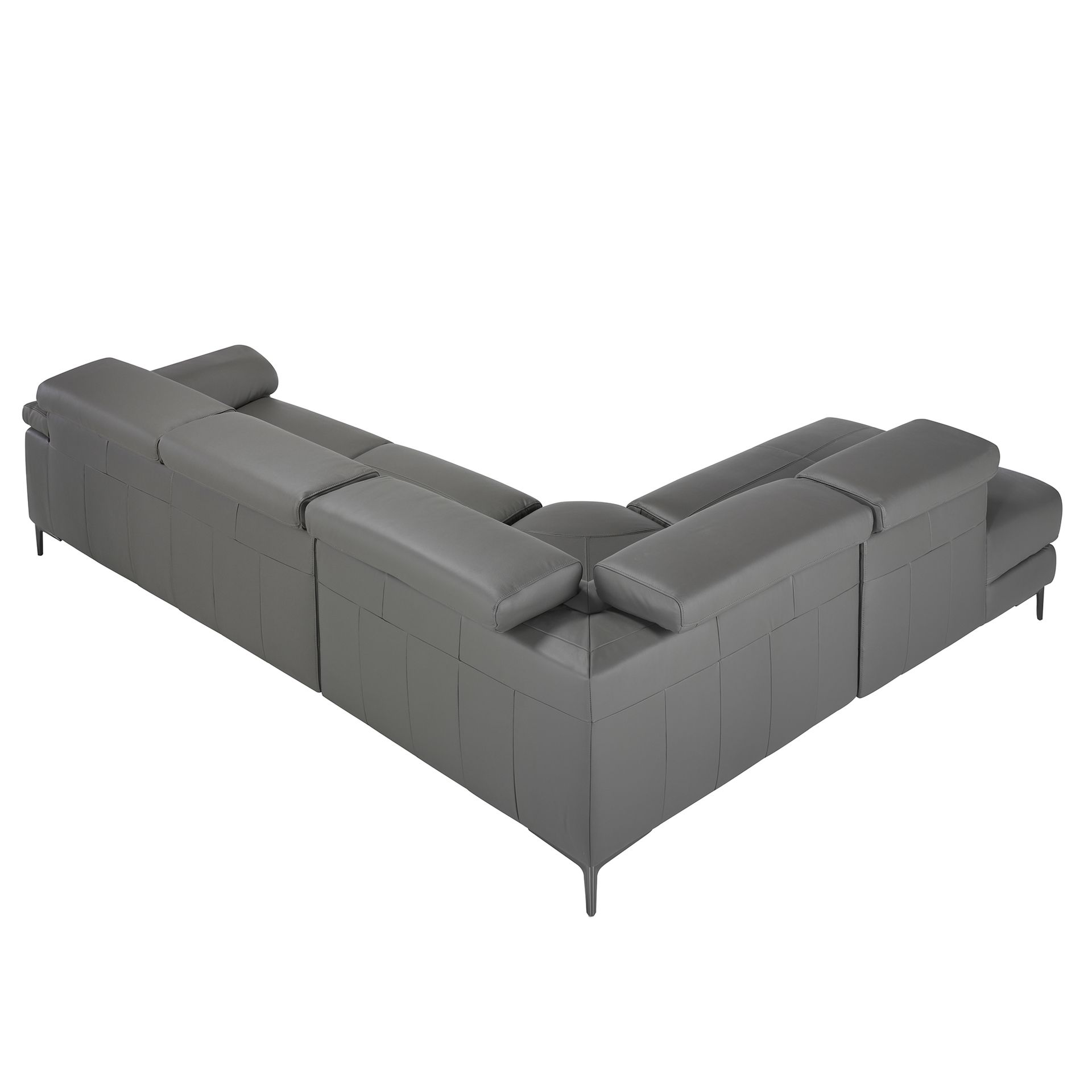 Угловой диван с реклайнером 5320-L-M9019 /6112 серый кожаный Angel Cerda