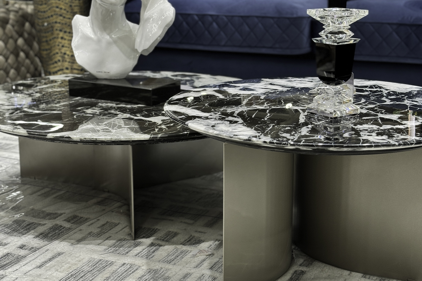 Столик журнальный искусственный мрамор черный Garda Decor 57EL-10311