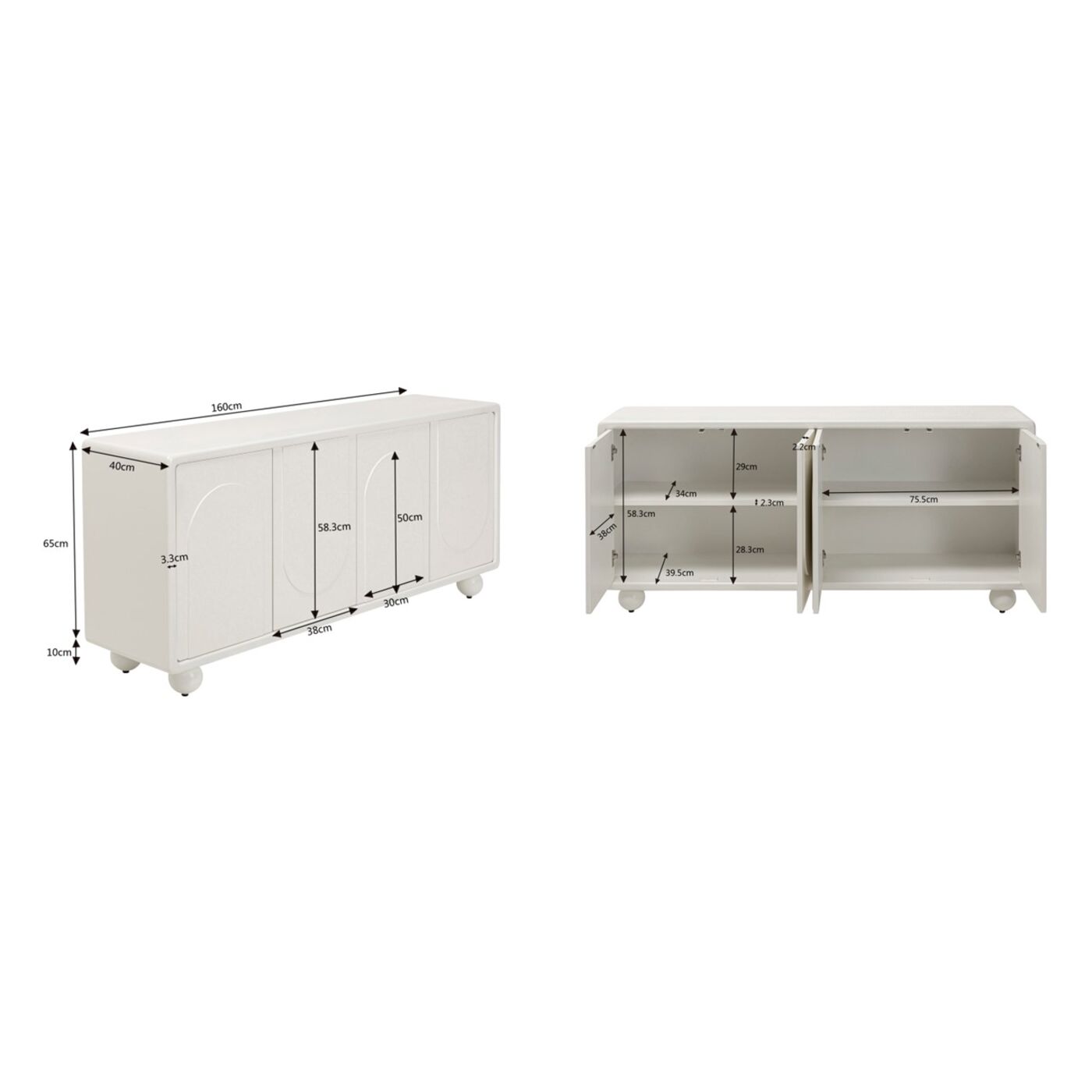 Комод Paco White 160x75 см KARE 87974