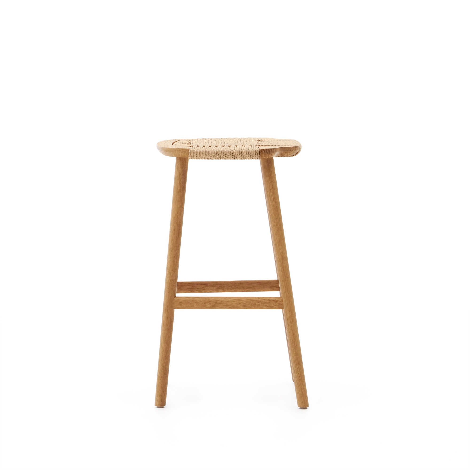 Табурет Enit из бежевой веревки и массива дуба с натуральной отделкой, 65 см La Forma (ex Julia Grup)