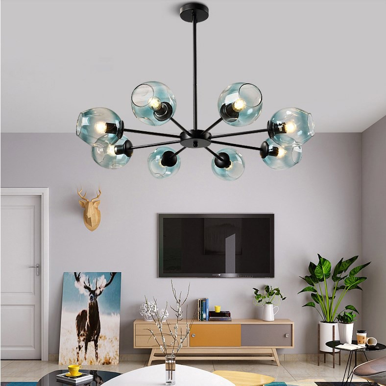 Люстра на штанге MARINE D104 12 lamps Black/Transparent by ImperiumLoft
