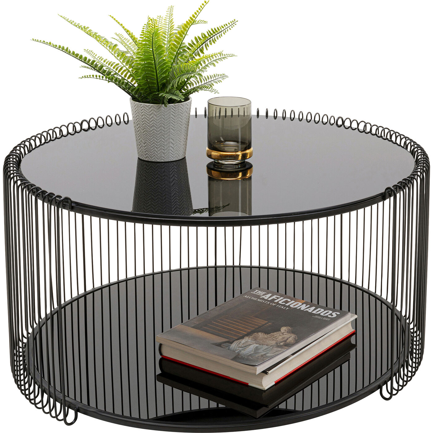 Стол кофейный Wire Double Black Ø80cm KARE 70335