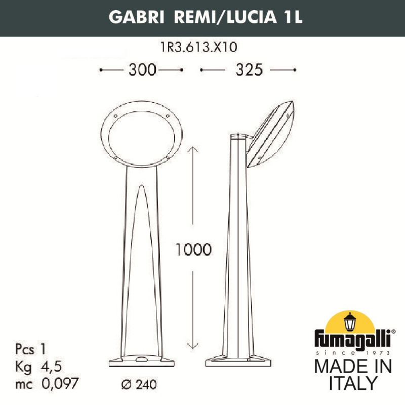Садово-парковый светильник Fumagalli 1R3.613.X10.LYE27