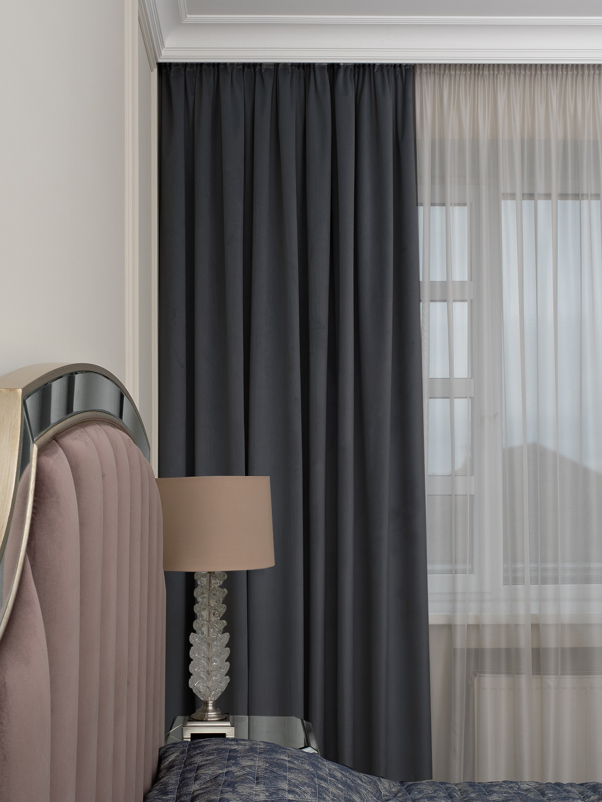 Портьера Silkу 46 серая димаут 300*260 Garda Decor 121GD-00031