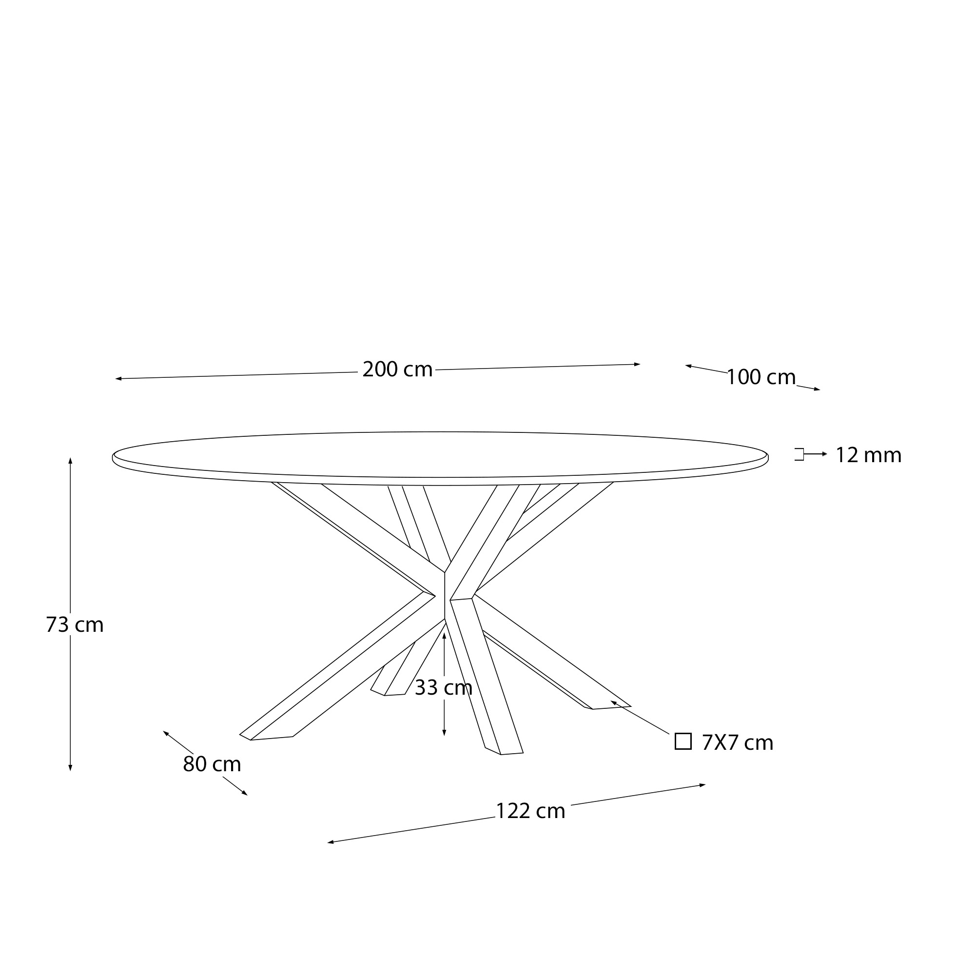 Овальный стол ARYA Argo из матового черного стекла со стальными ножками 200x100 La Forma (ex Julia Grup)