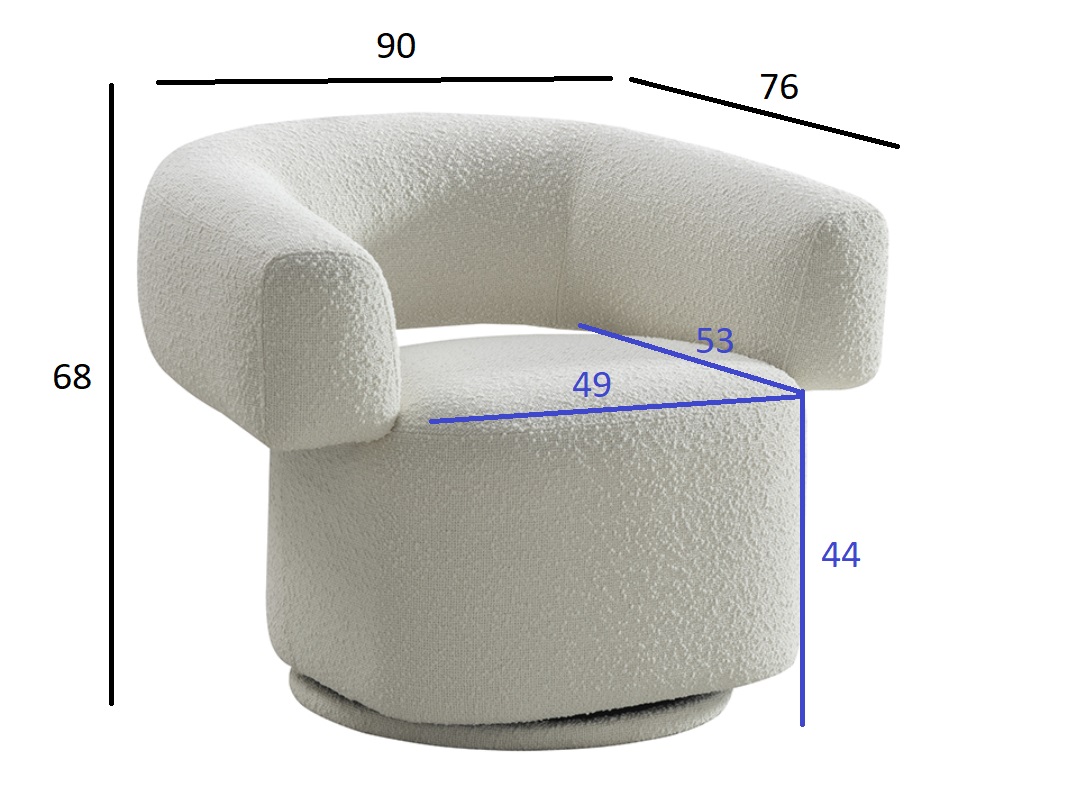 Кресло поворотное букле белое Garda Decor 87YY-23071