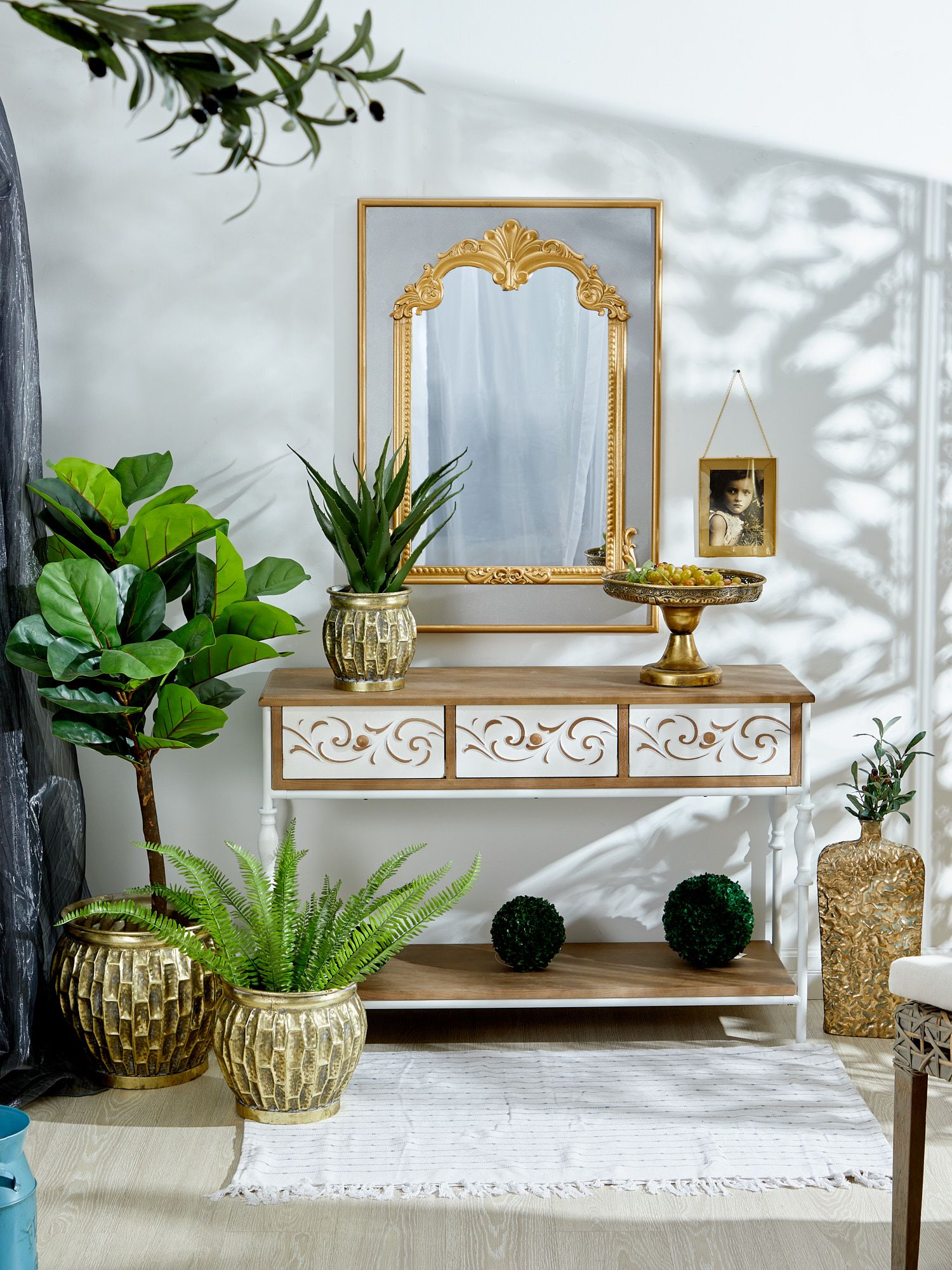 Консоль с ящиками и полкой Glasar 57-307