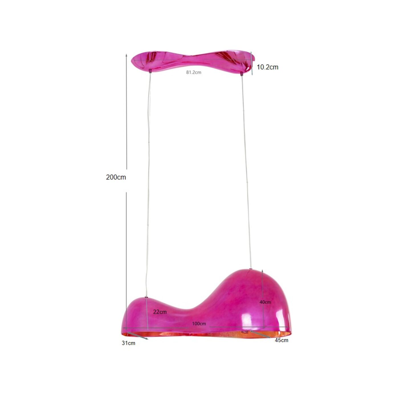 Светильник подвесной Cloud Beam Double Pink 100cm KARE 57760