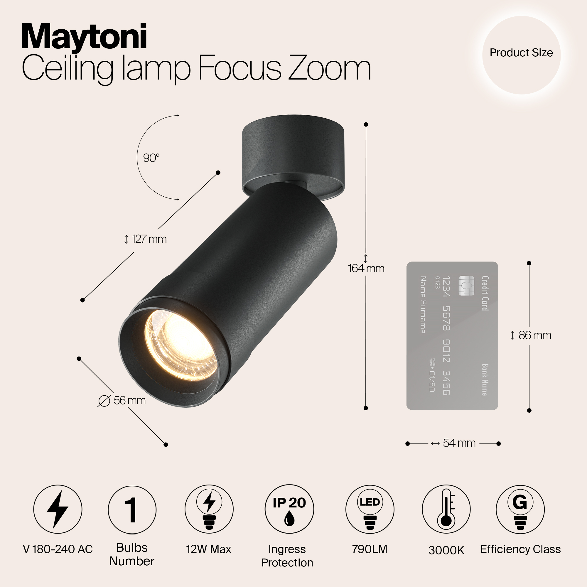 Потолочный светильник Technical C055CL-L12W3K-Z-B