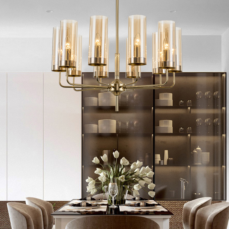Люстра Agne Brass &amp; Blue Glass Tube Chandelier in 1970 12 Синий by ImperiumLoft