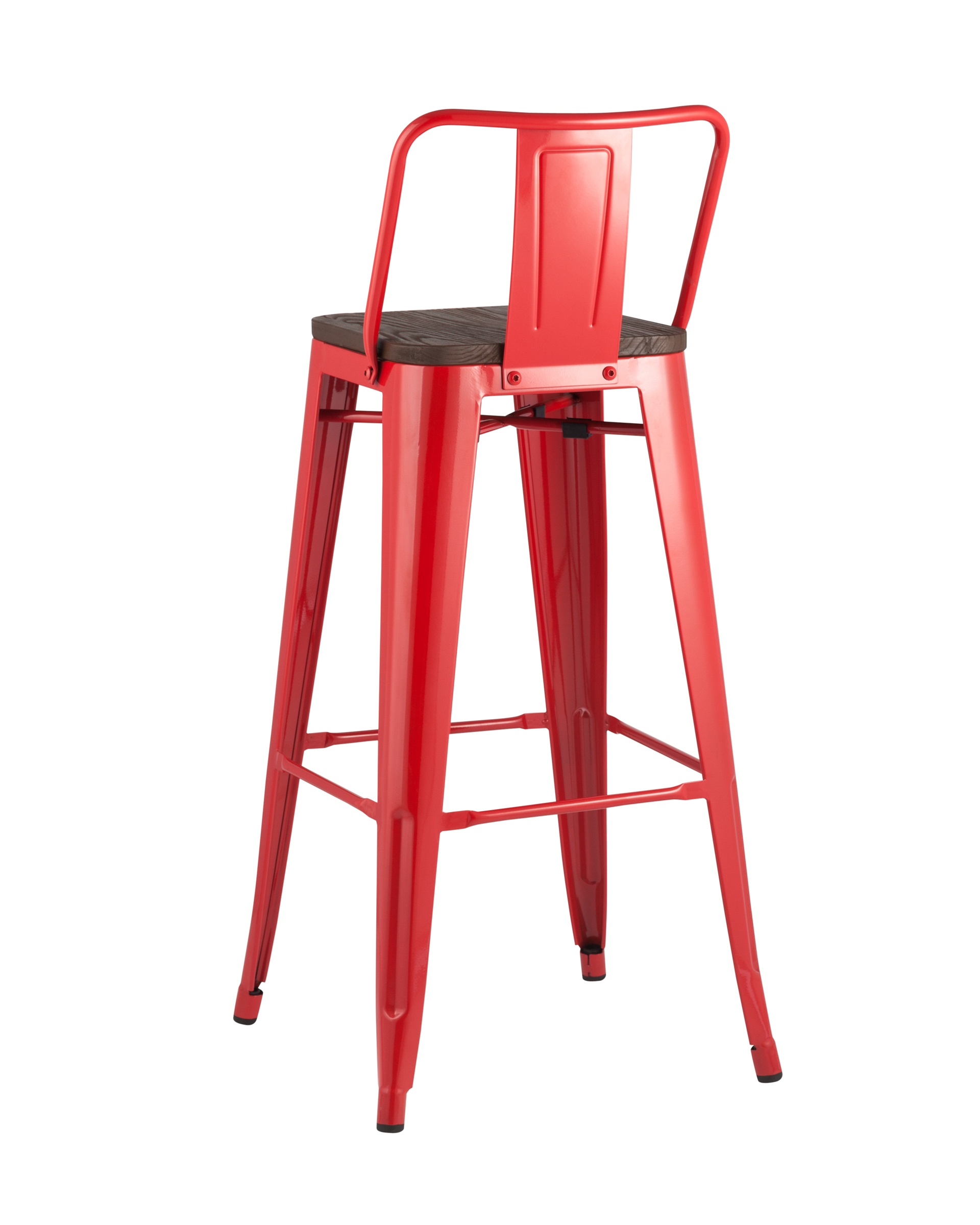 Стул барный TOLIX WOOD со спинкой красный глянцевый 2 шт Stool Group