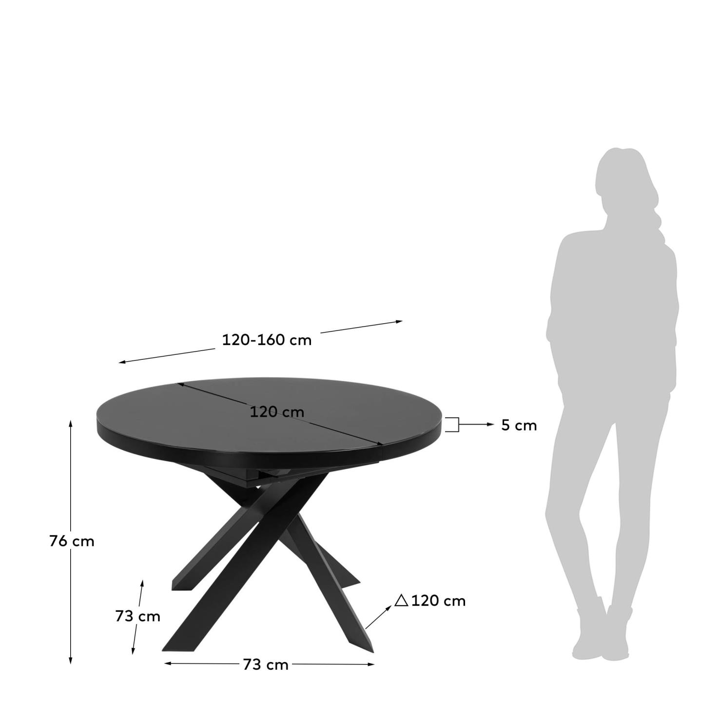 Стол раздвижной Vashti Ø 120 (160) cm стекло La Forma (ex Julia Grup)