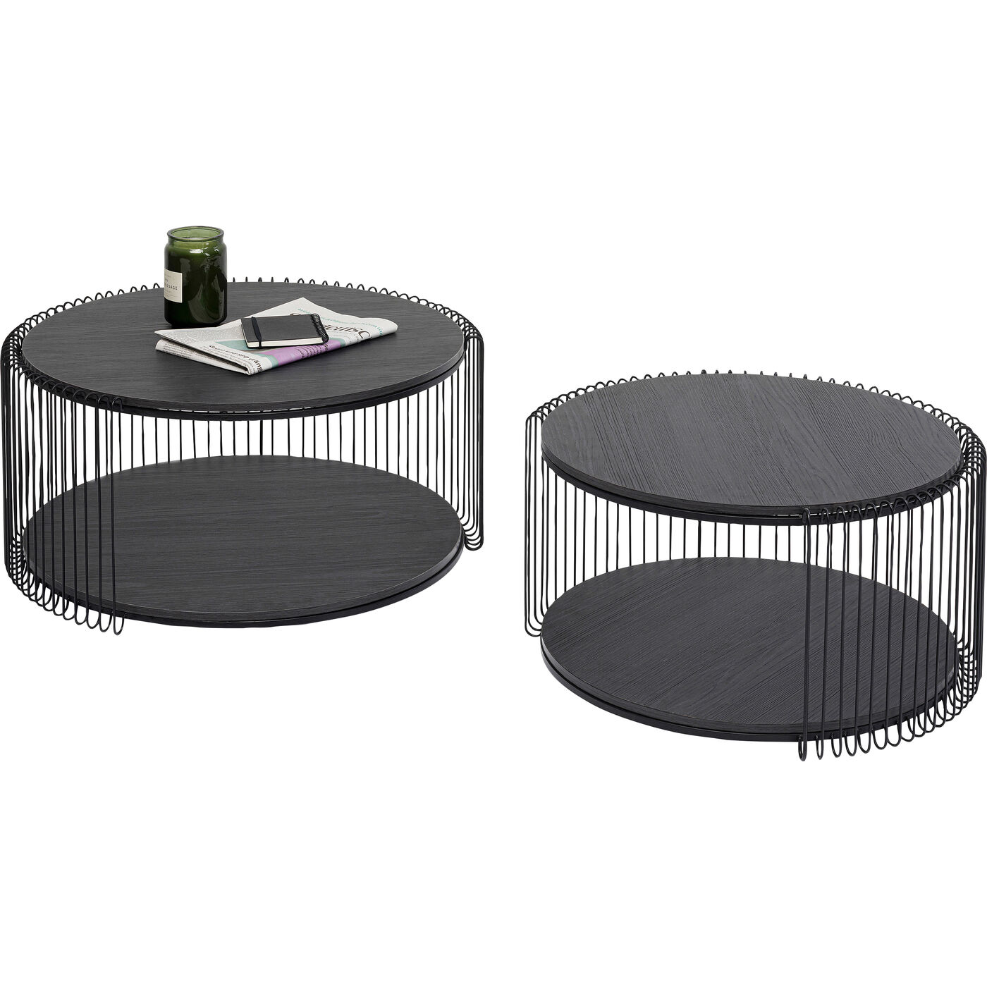 Стол кофейный Wire Double Black Wood (2 шт) KARE 87960