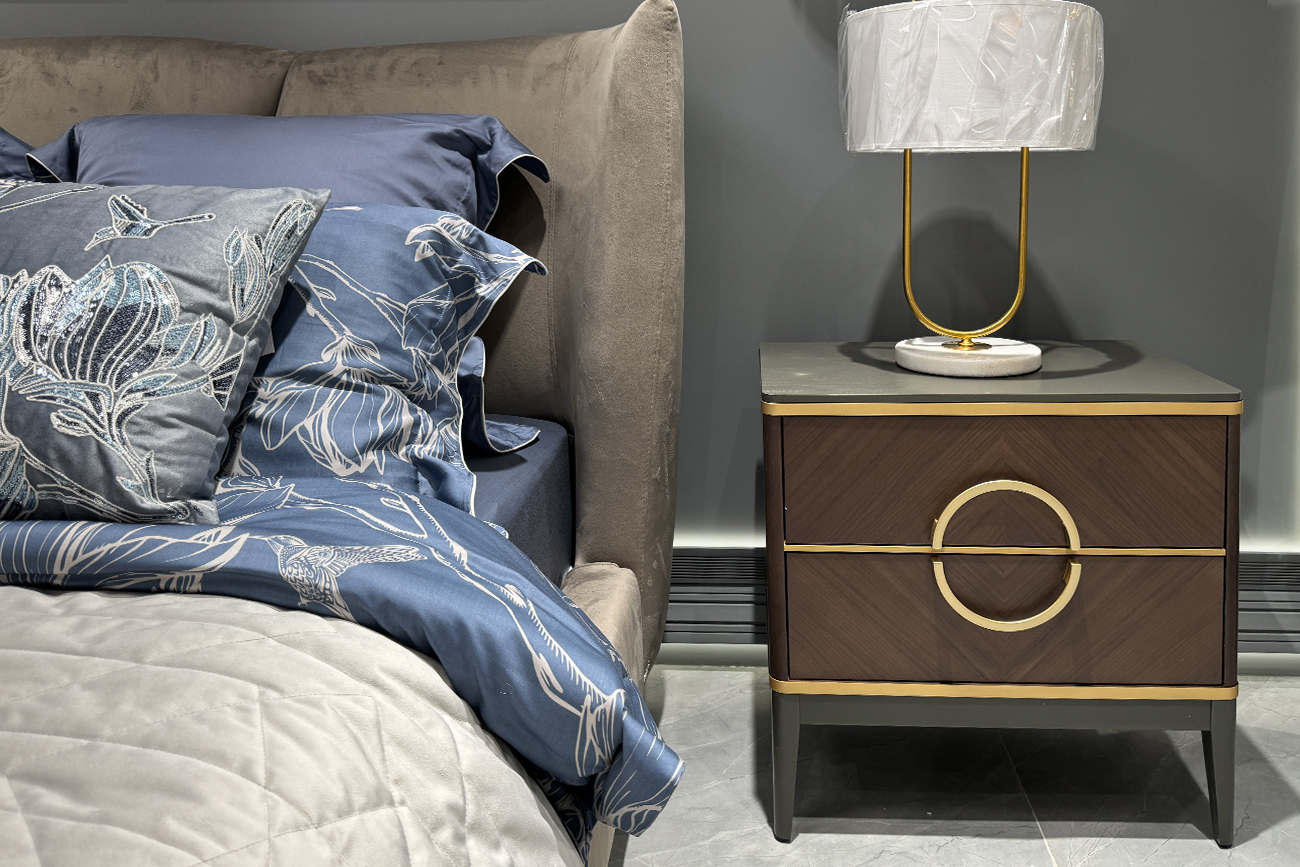 Тумба прикроватная шпон 2 ящика 60*60*40 Garda Decor 151SV-10001