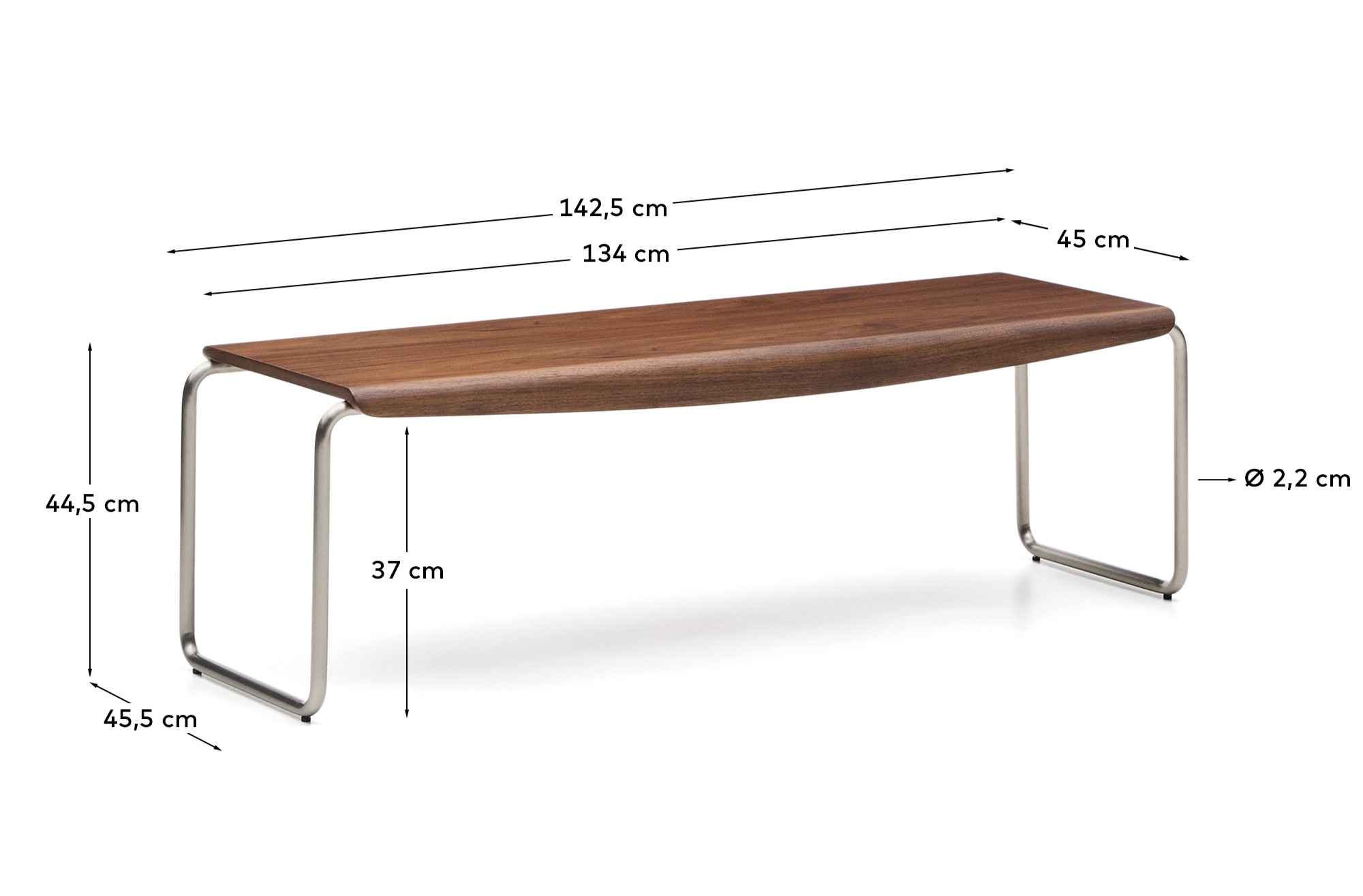 Скамья Tarsel из 100% орехового шпона с конструкцией из матовой стали La Forma 419835
