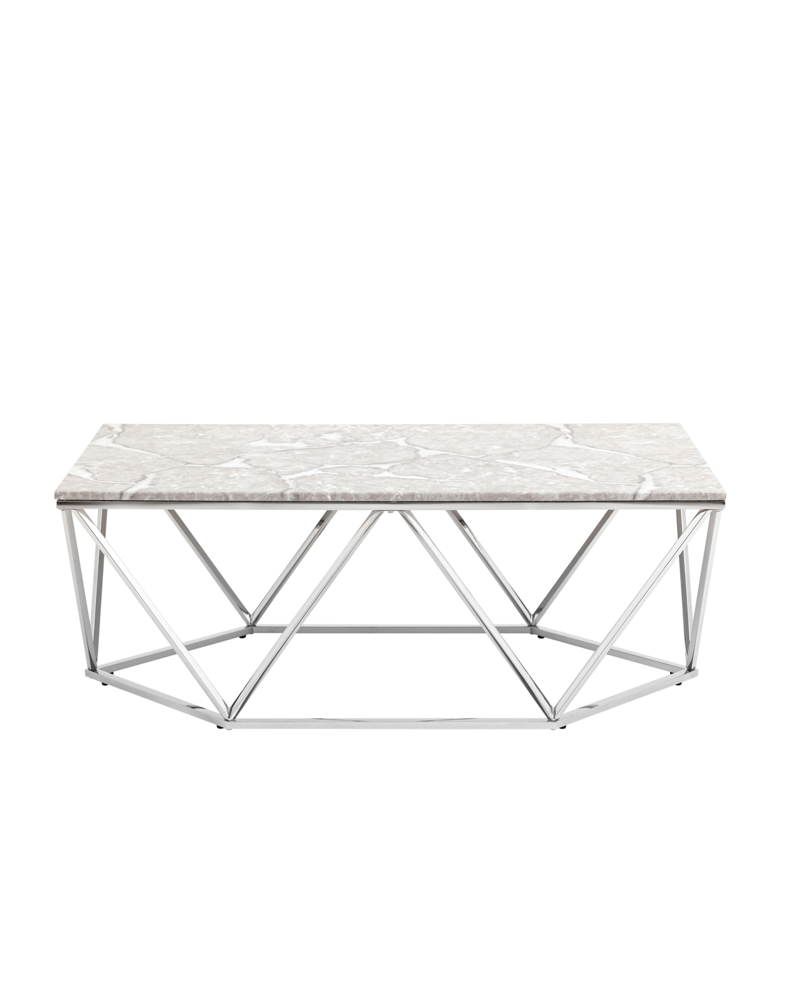 Журнальный столик Авалон 122*66 серый мрамор сталь серебро Stool Group