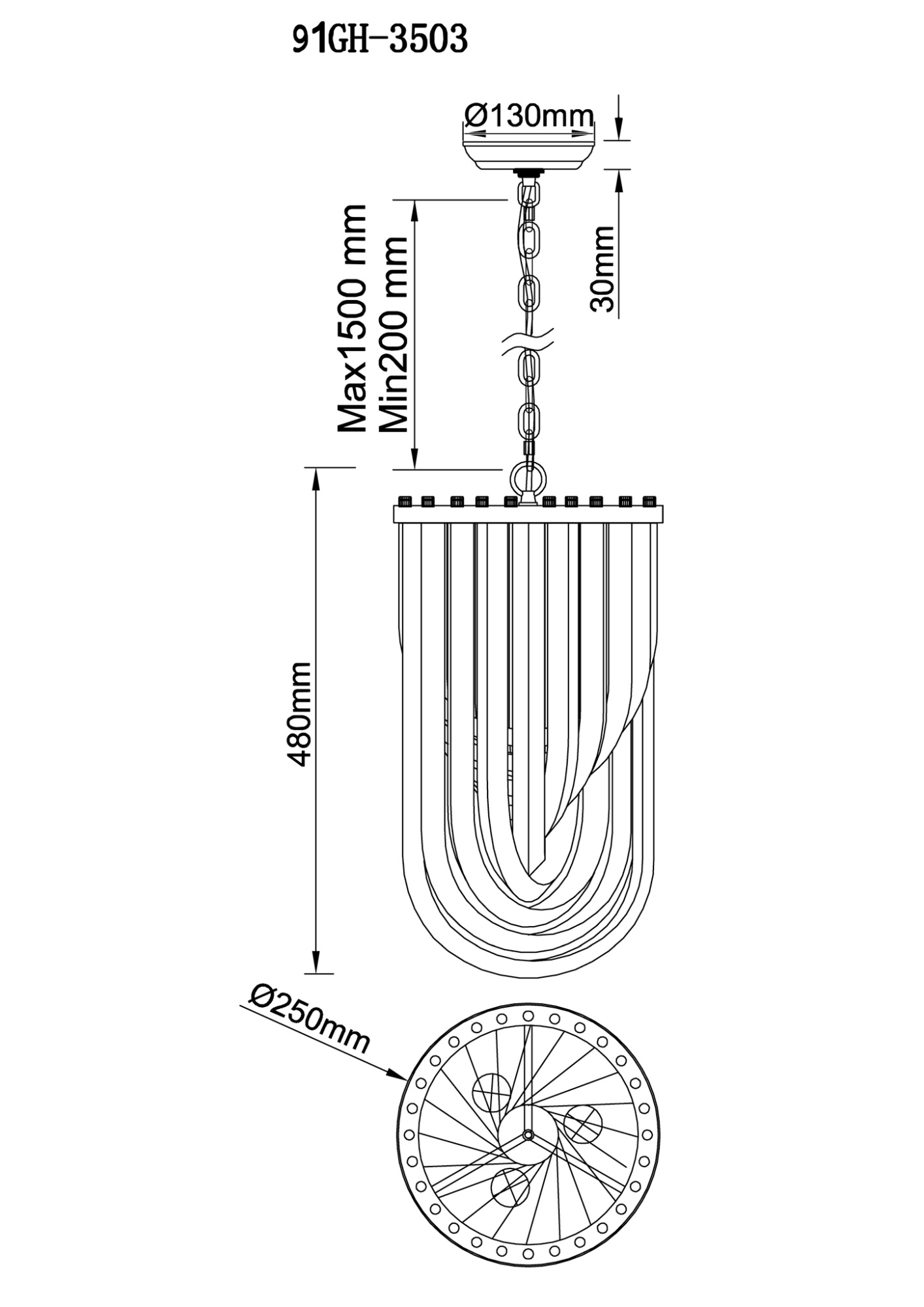 Люстра потолочная изящная Garda Decor 91GH-3503