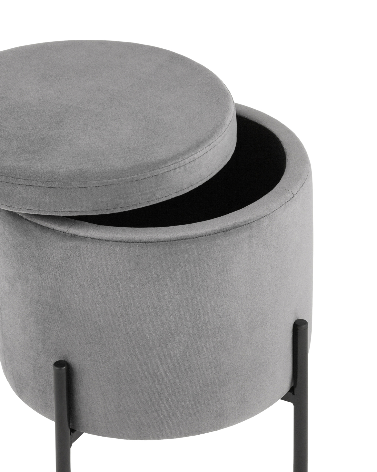 Пуф Грейс с ящиком велюр серый Stool Group