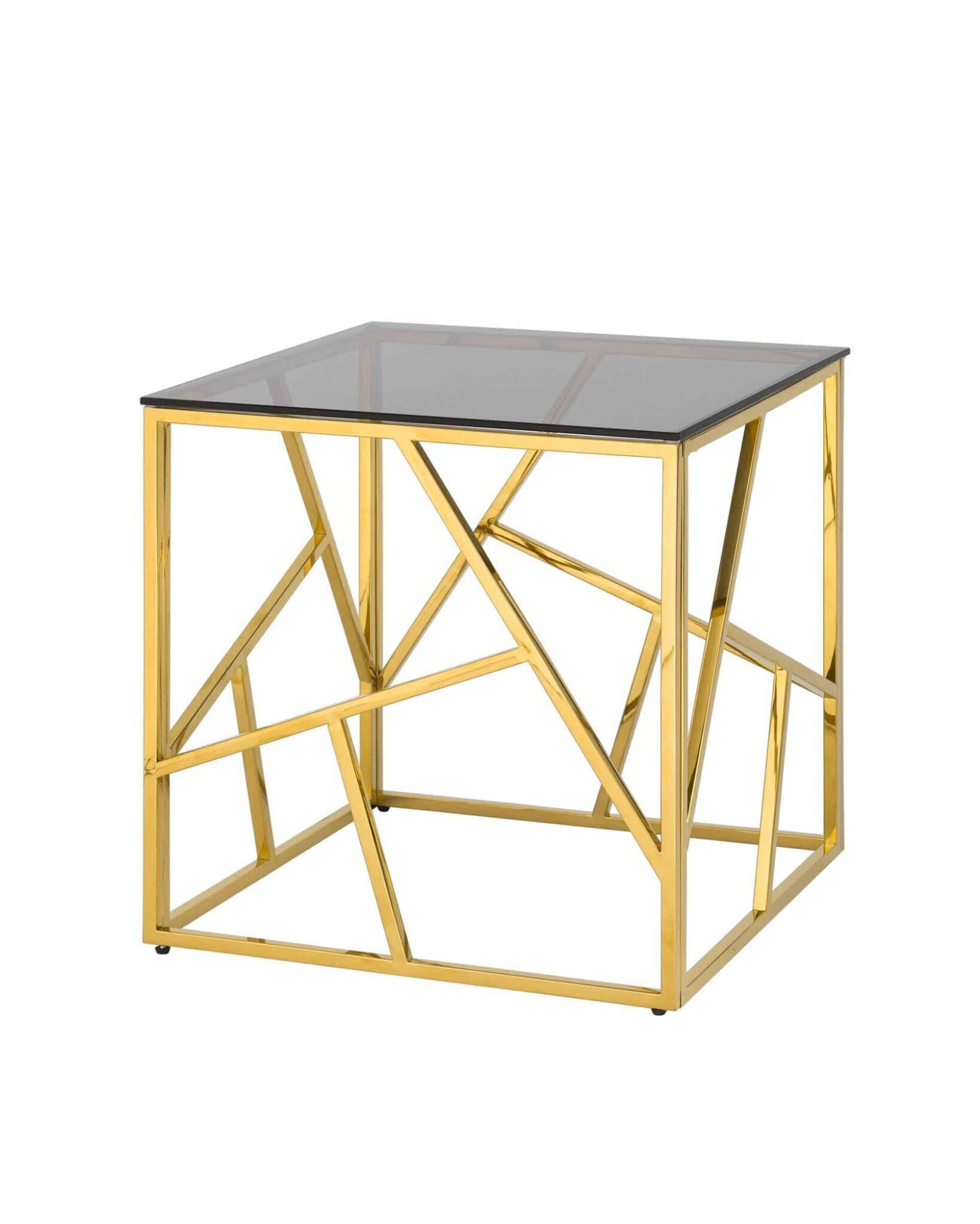 Журнальный столик 55*55 АРТ ДЕКО золото стекло smoke Stool Group