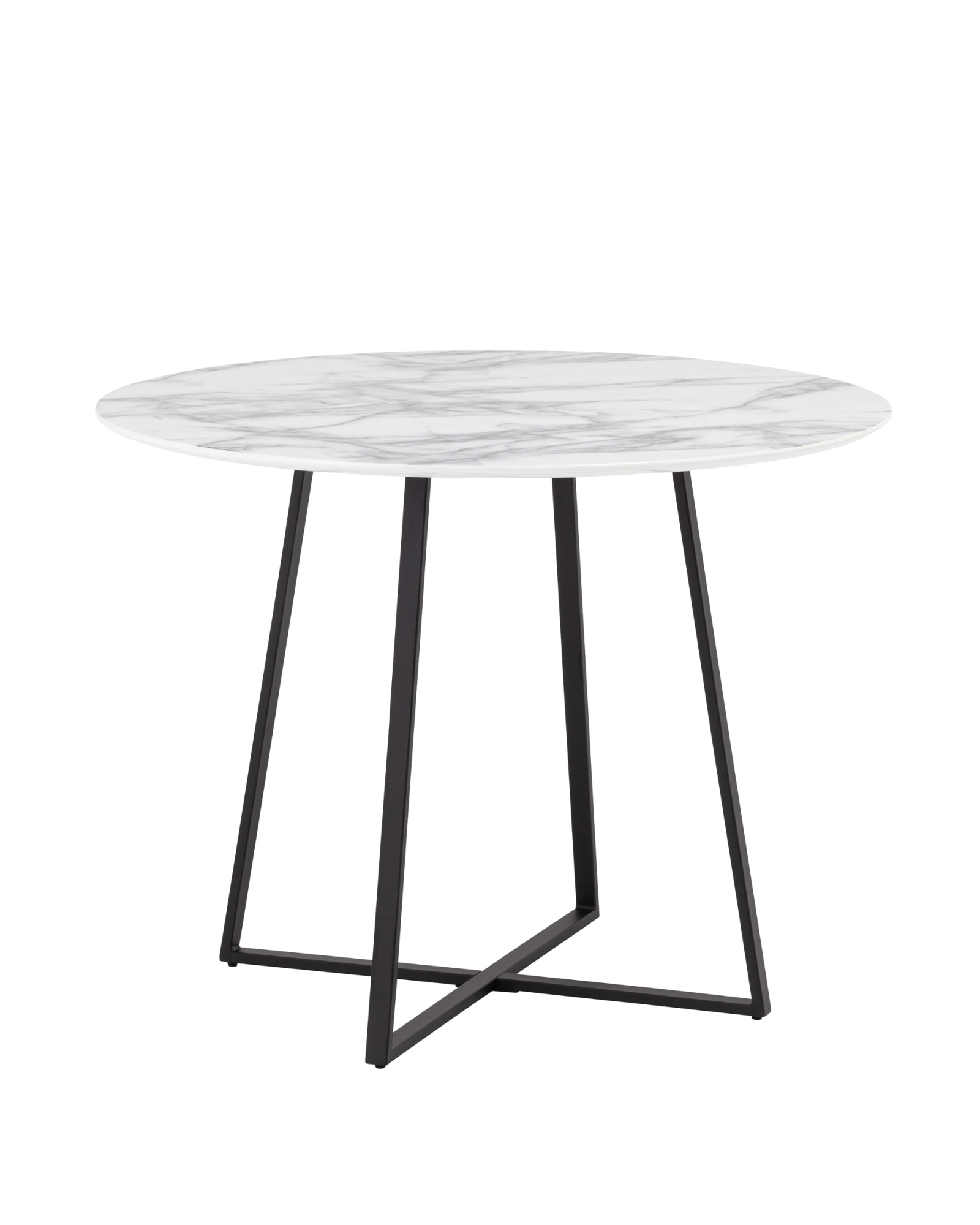 Стол обеденный Дакота 100*100 белый мрамор ножки черные Stool Group