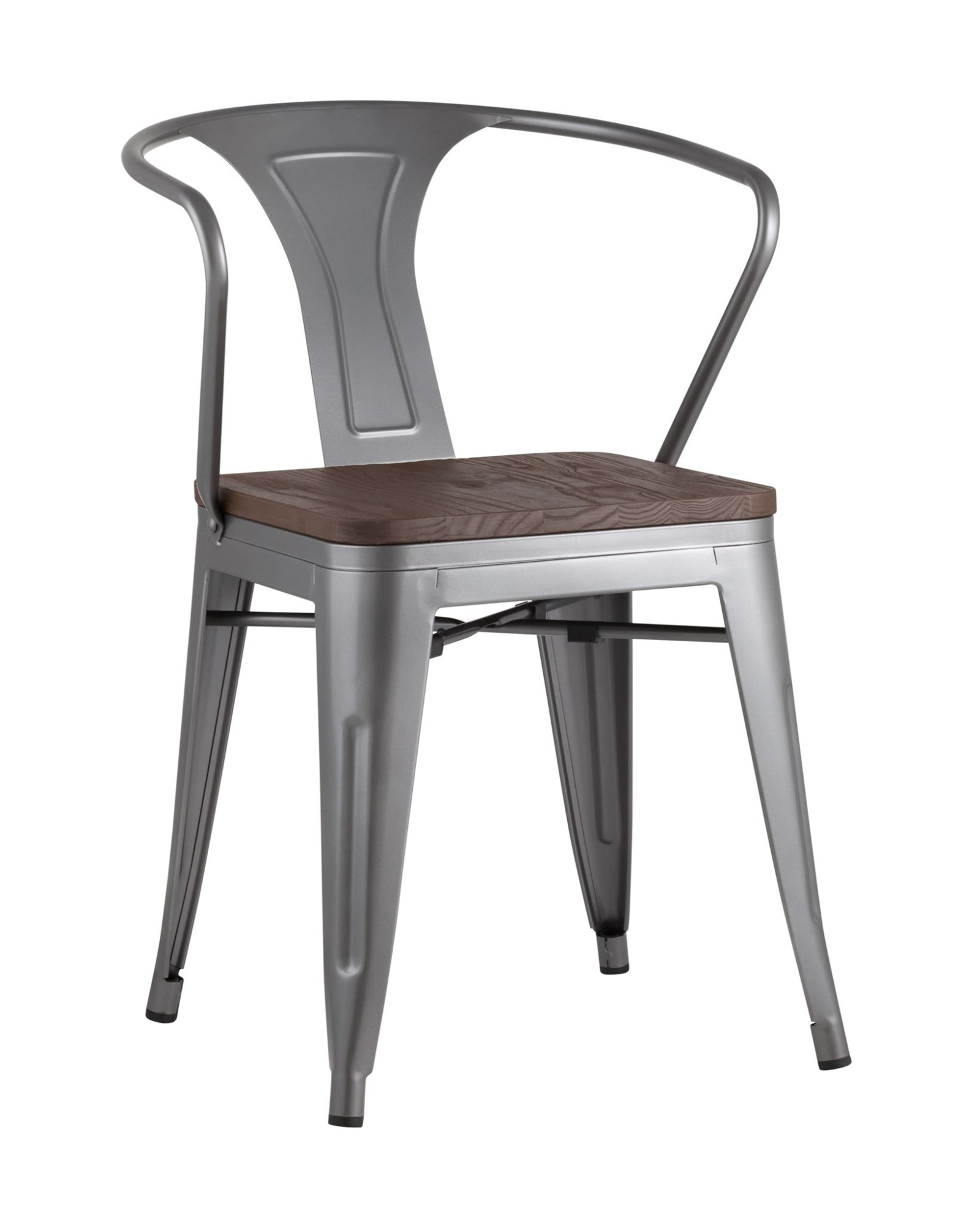 Стул TOLIX ARM WOOD с подлокотниками серебристый Stool Group