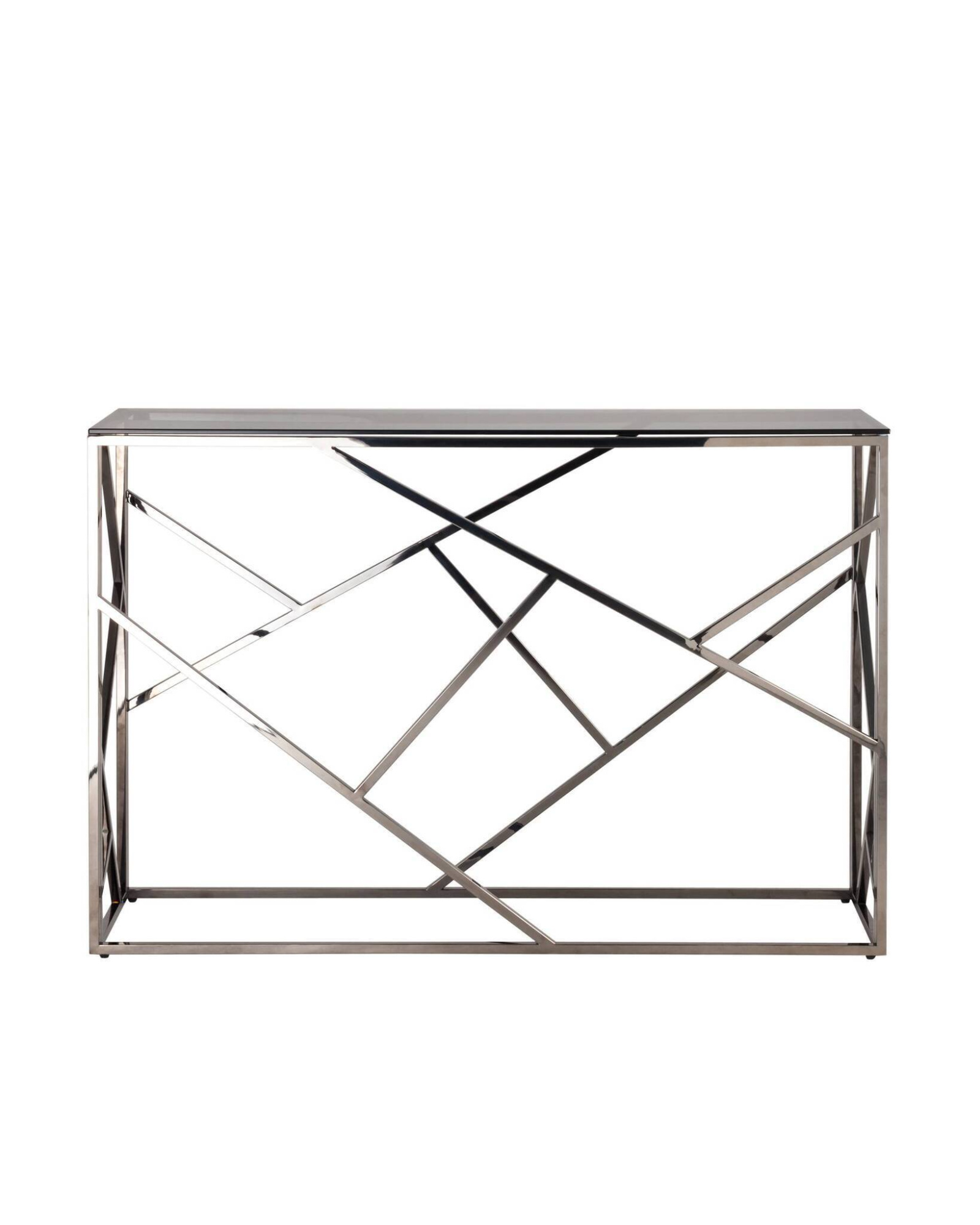 Консоль АРТ ДЕКО 115*30 стекло smoke сталь тёмный хром Stool Group
