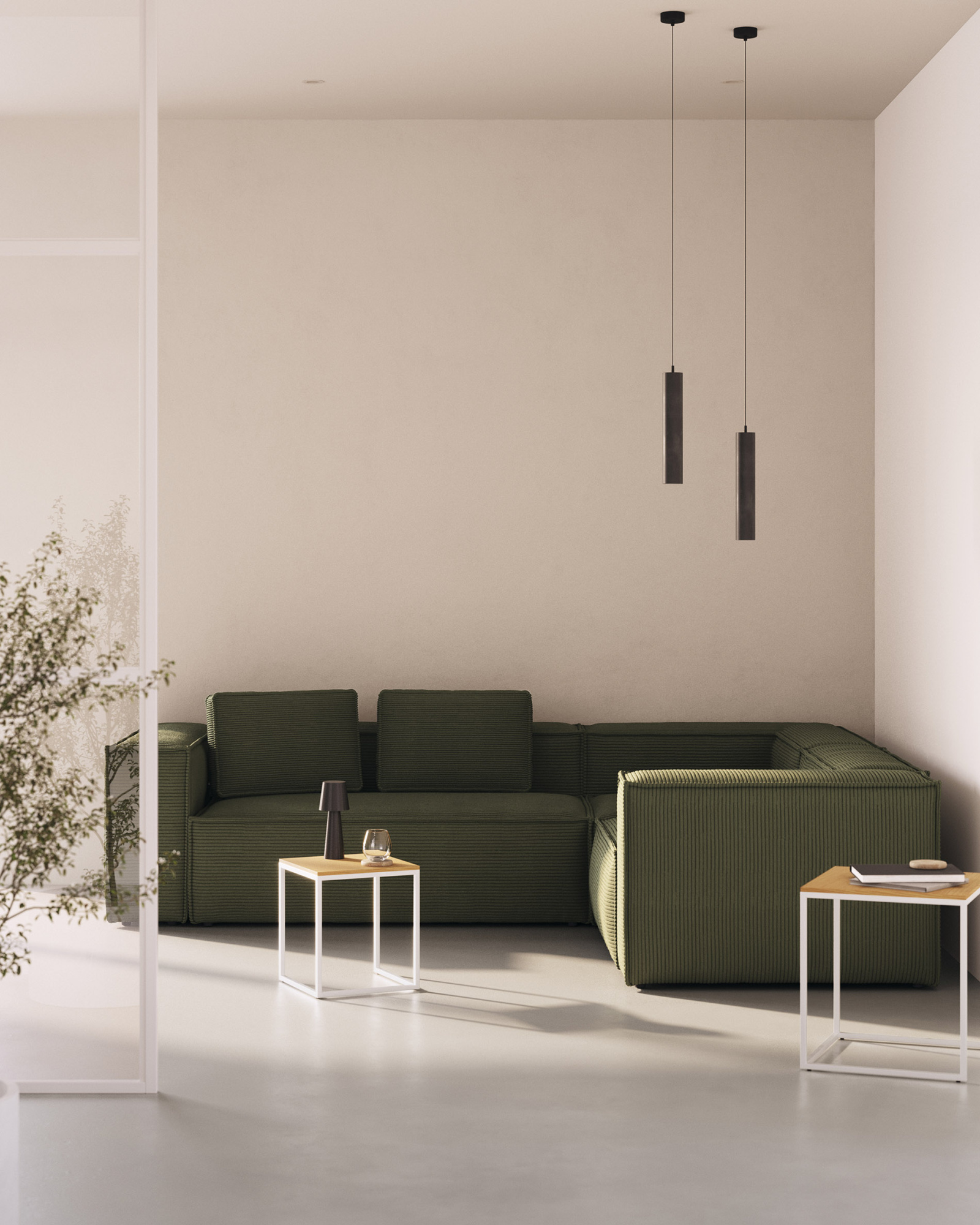 Угловой 4-х местный диван Blok серый вельвет 320 x 230 cm La Forma 92285