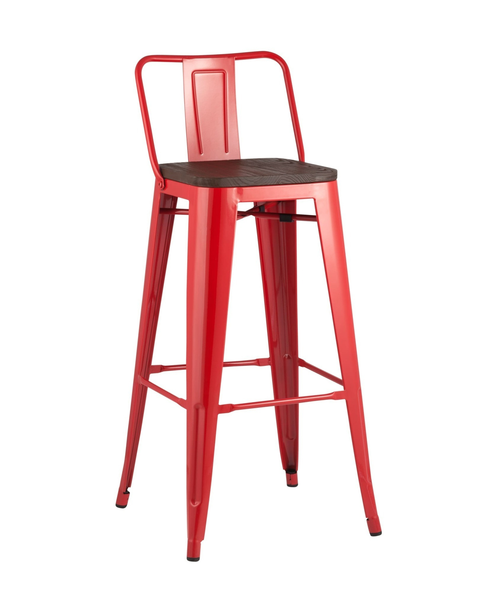 Стул барный TOLIX WOOD со спинкой красный глянцевый Stool Group