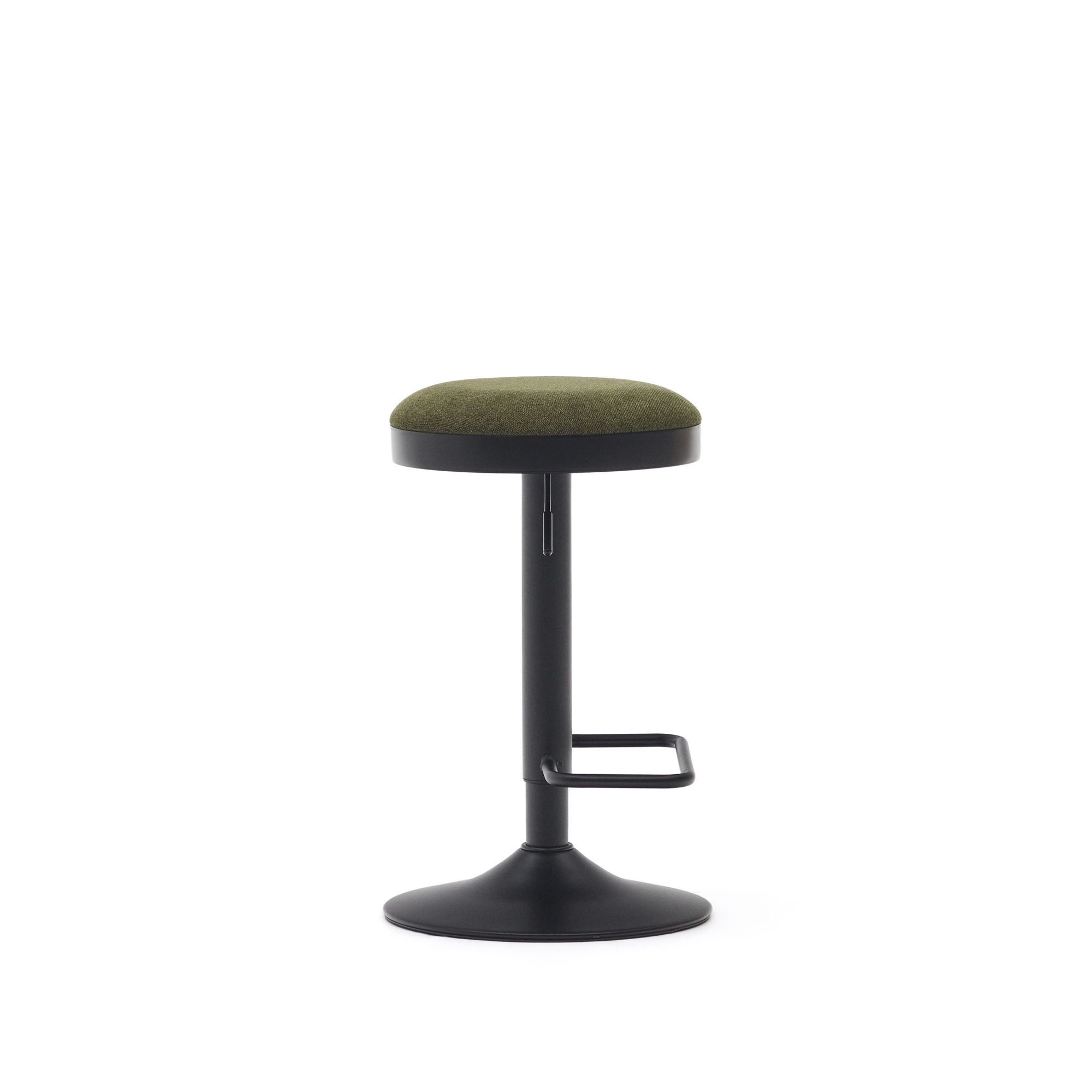 Табурет Zaib из синели темно-зеленого цвета и черной матовой стали, высота 58-80 см. La Forma (ex Julia Grup)