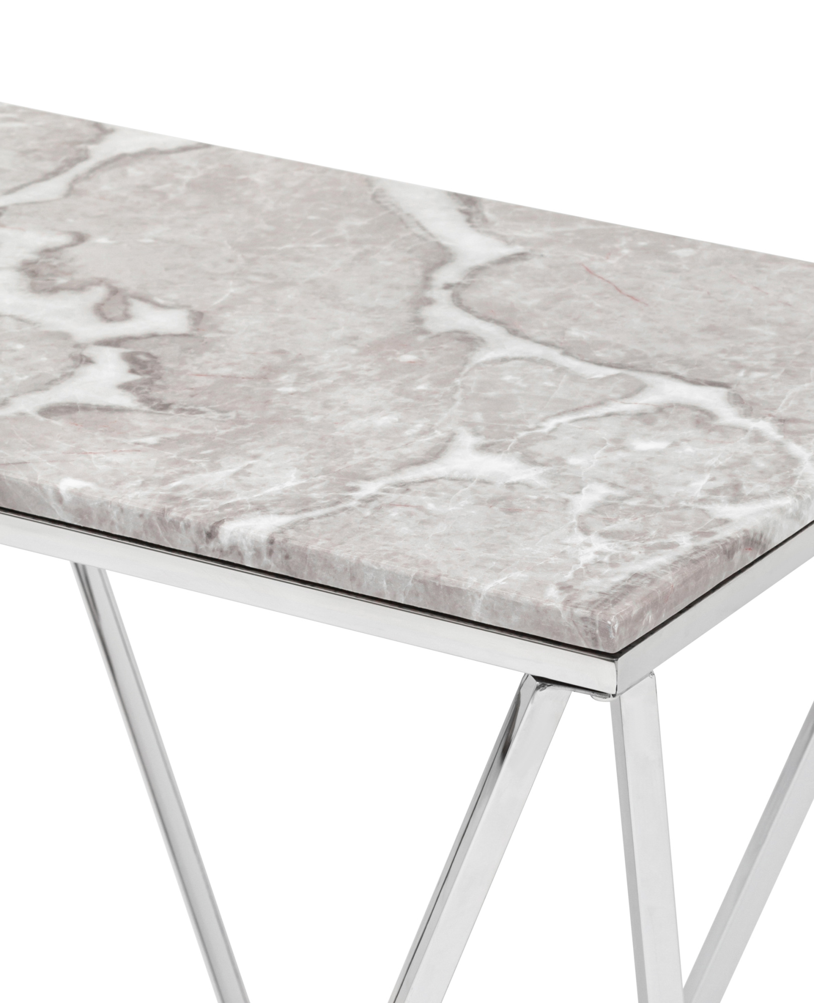 Консоль Авалон 122*41 серый мрамор сталь серебро Stool Group