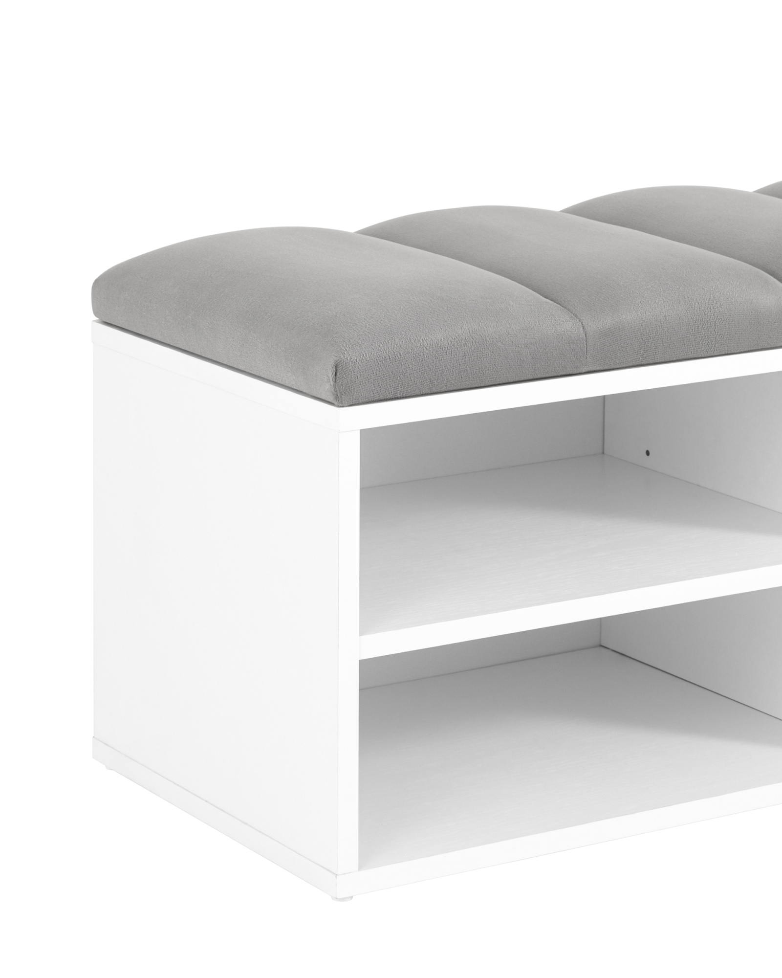 Обувница Хольст 2 белая велюр серый Stool Group