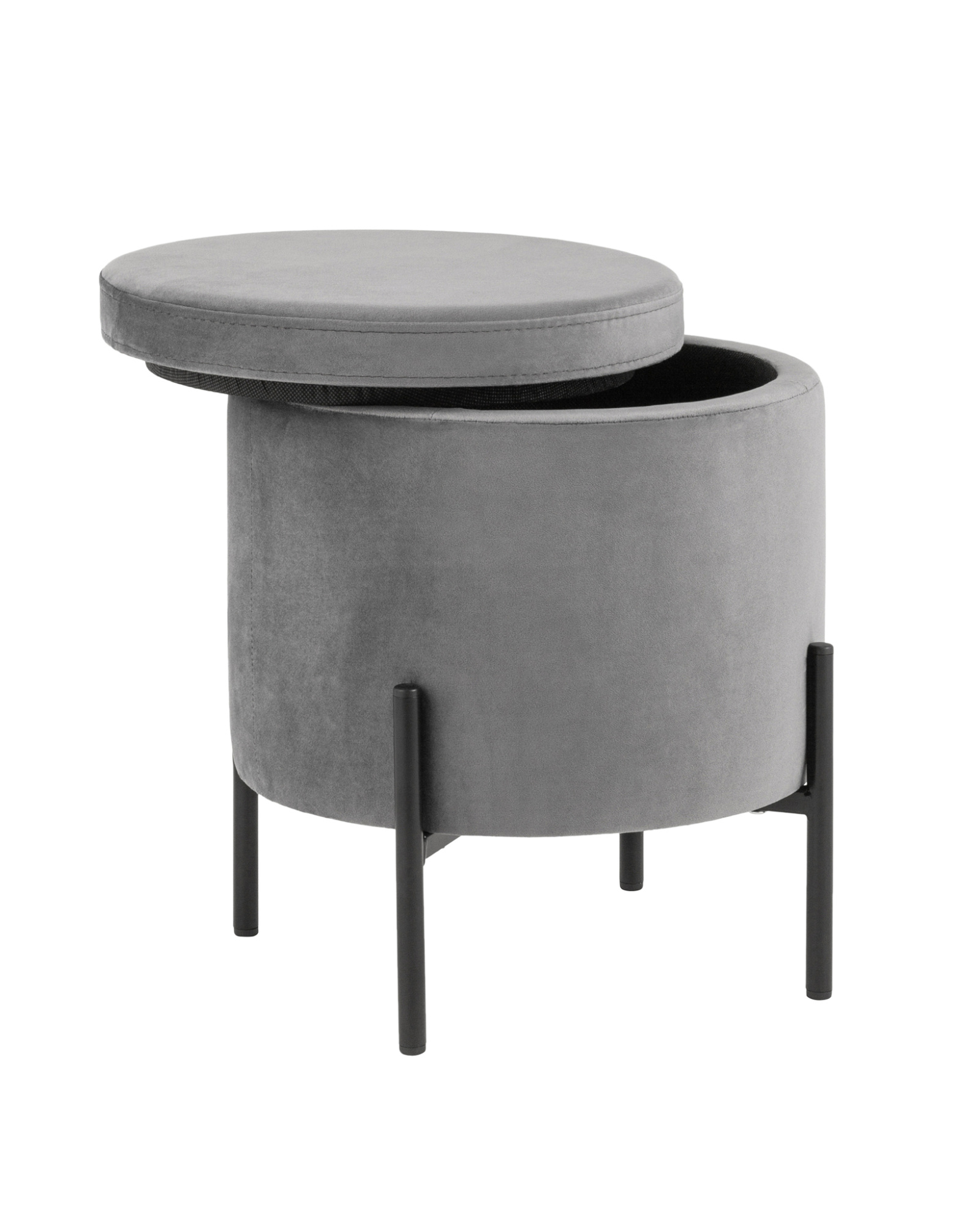 Пуф Грейс с ящиком велюр серый Stool Group