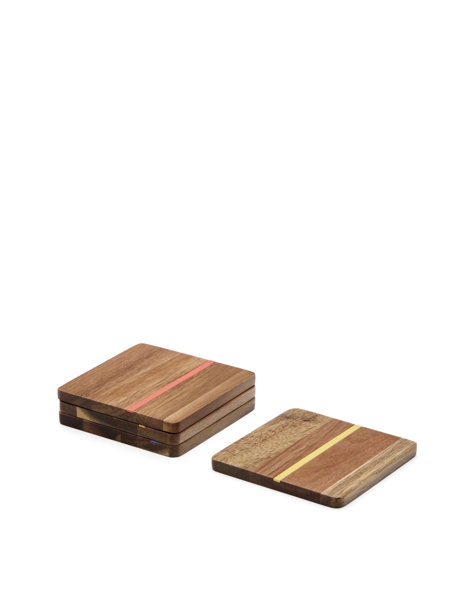 Zairin Набор из 4 подставок из акации и вставками из разноцветного металла La Forma (ex Julia Grup)